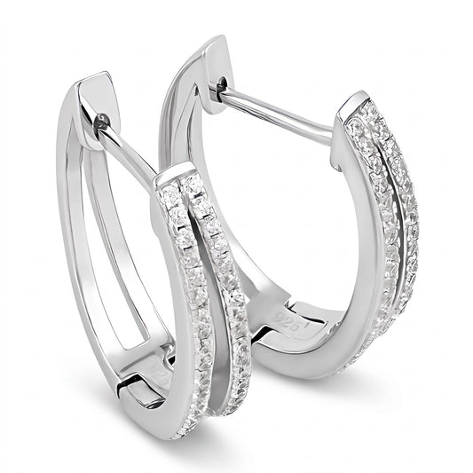 Sterling Silver Hoops CZ Earrings Hoop Earrings for Women with CZ, Sterling Hoops, Dainty Everyday Jewelry Gift