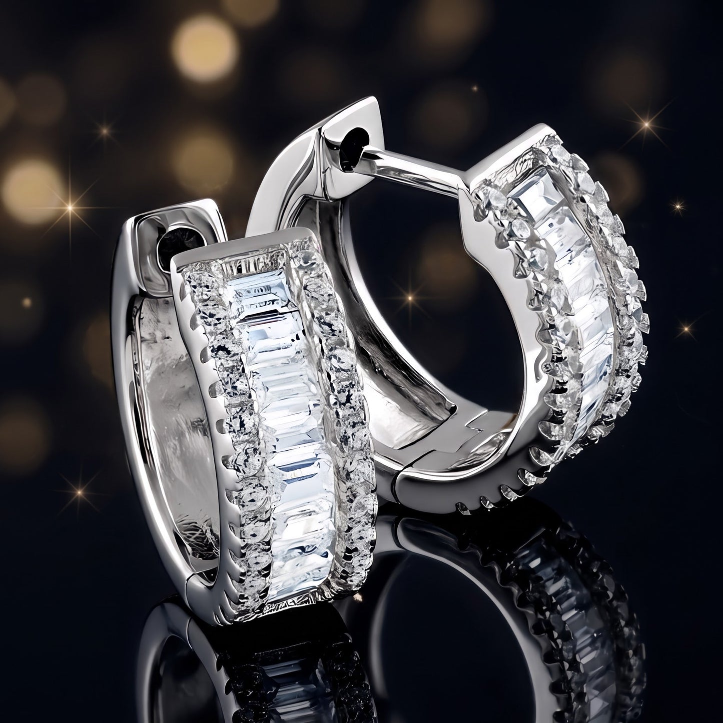 Sterling Silver Clear CZ Earrings Hoop Earrings for Women with CZ, Sterling Hoops, Dainty Everyday Jewelry Gift view 3