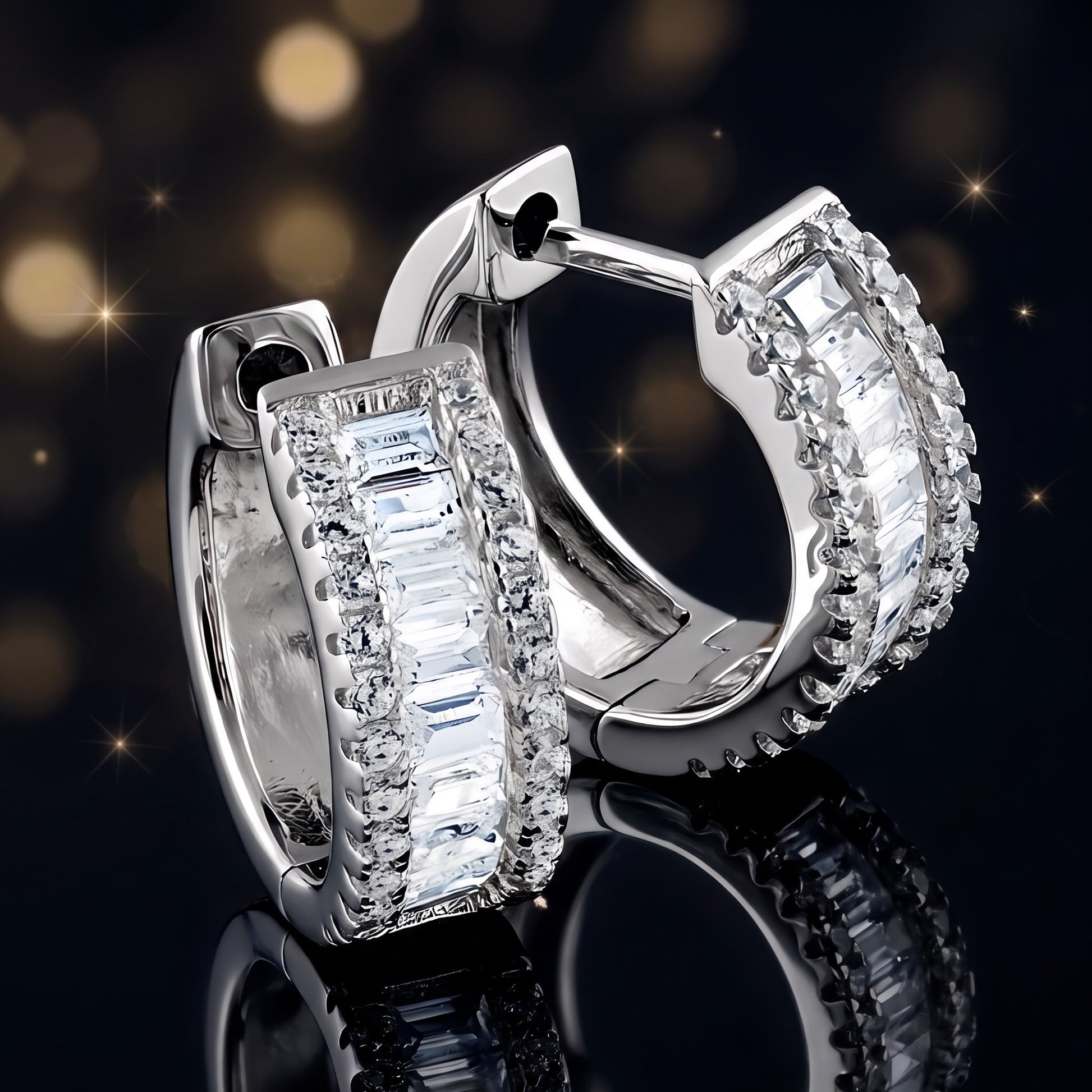 Sterling Silver Clear CZ Earrings Hoop Earrings for Women with CZ, Sterling Hoops, Dainty Everyday Jewelry Gift view 3