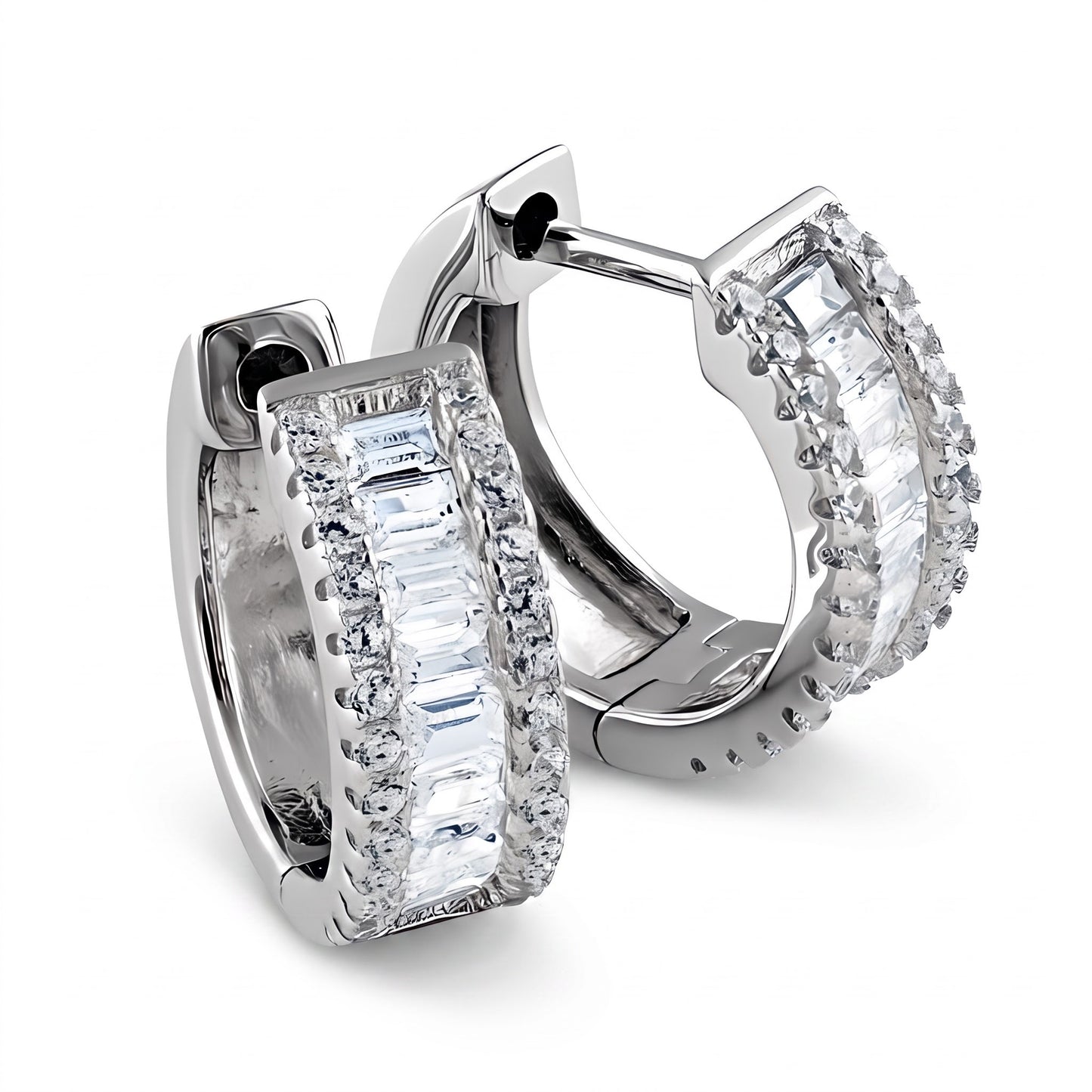 Sterling Silver Clear CZ Earrings Hoop Earrings for Women with CZ, Sterling Hoops, Dainty Everyday Jewelry Gift