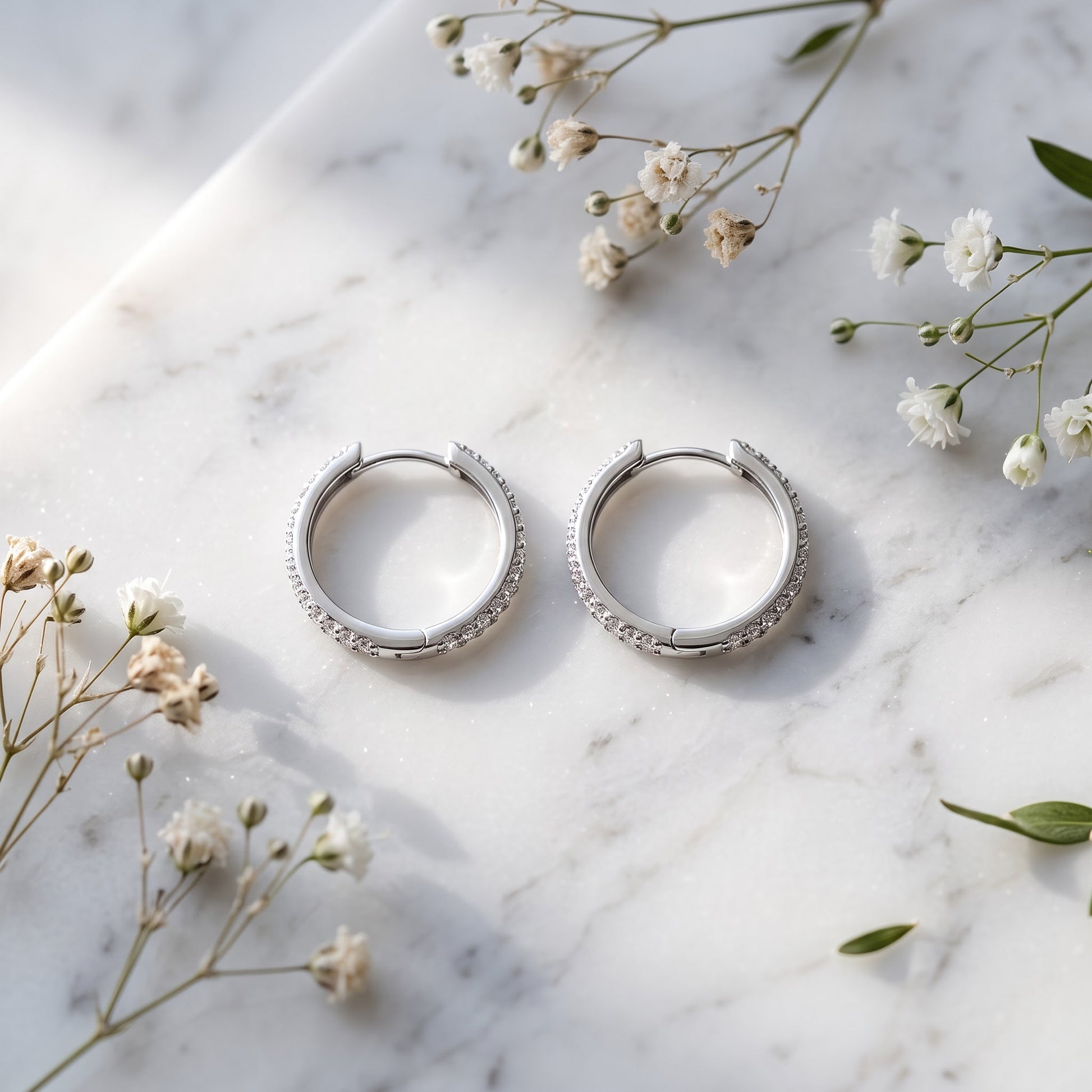 Sterling Silver Astral Clear CZ Earrings Hoop Earrings for Women with CZ, Sterling Hoops, Dainty Everyday Jewelry Gift view 1
