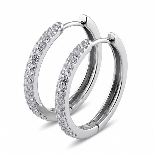 Sterling Silver Astral Clear CZ Earrings Hoop Earrings for Women with CZ, Sterling Hoops, Dainty Everyday Jewelry Gift