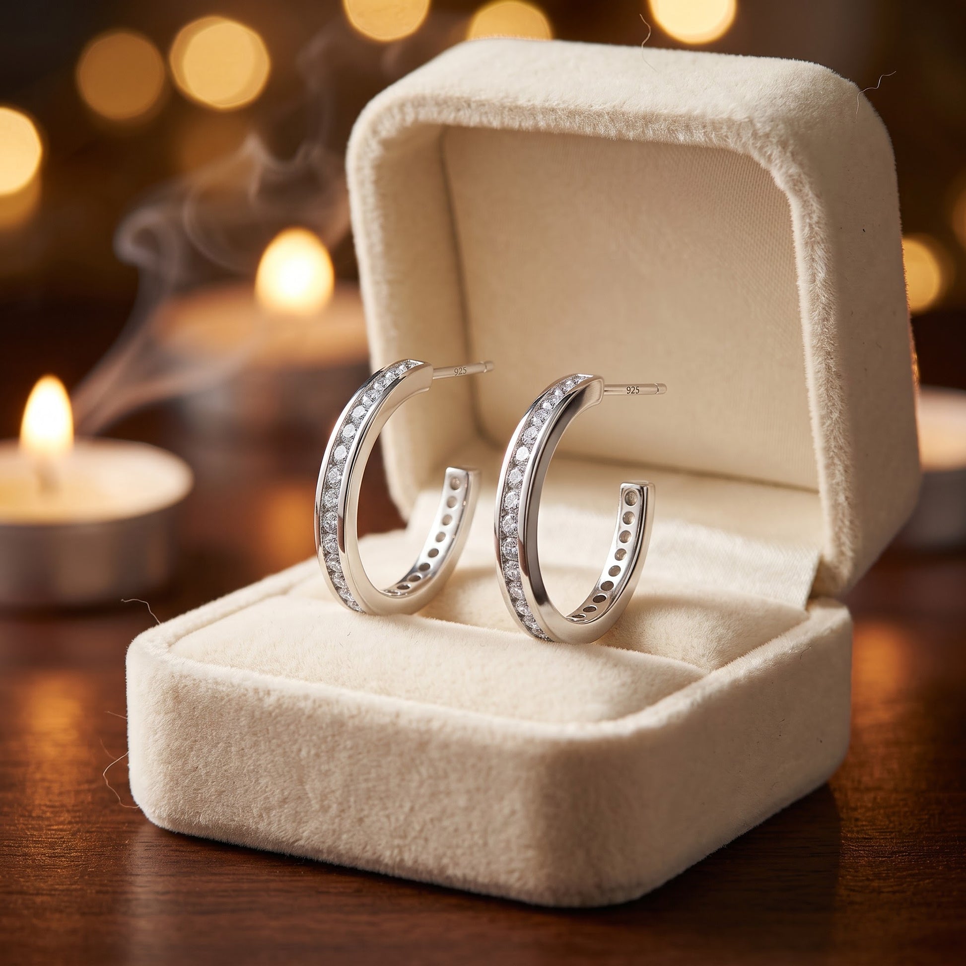 Sterling Silver Modern Clear CZ Earrings Hoop Earrings for Women with CZ, Sterling Hoops, Dainty Everyday Jewelry Gift view 2