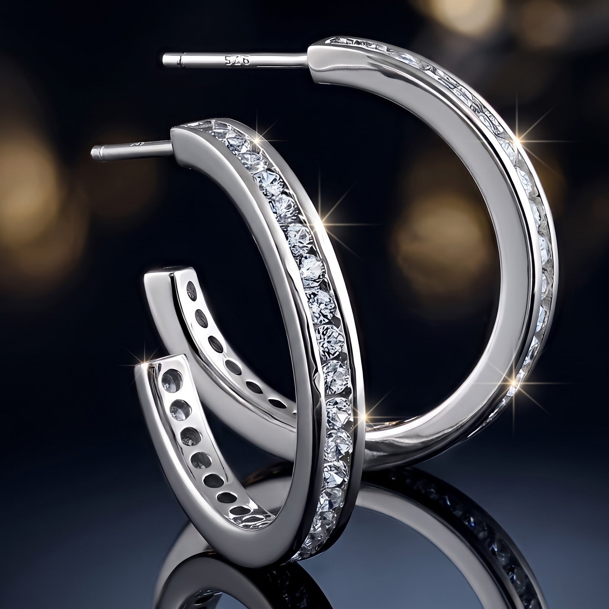 Sterling Silver Modern Clear CZ Earrings Hoop Earrings for Women with CZ, Sterling Hoops, Dainty Everyday Jewelry Gift view 3