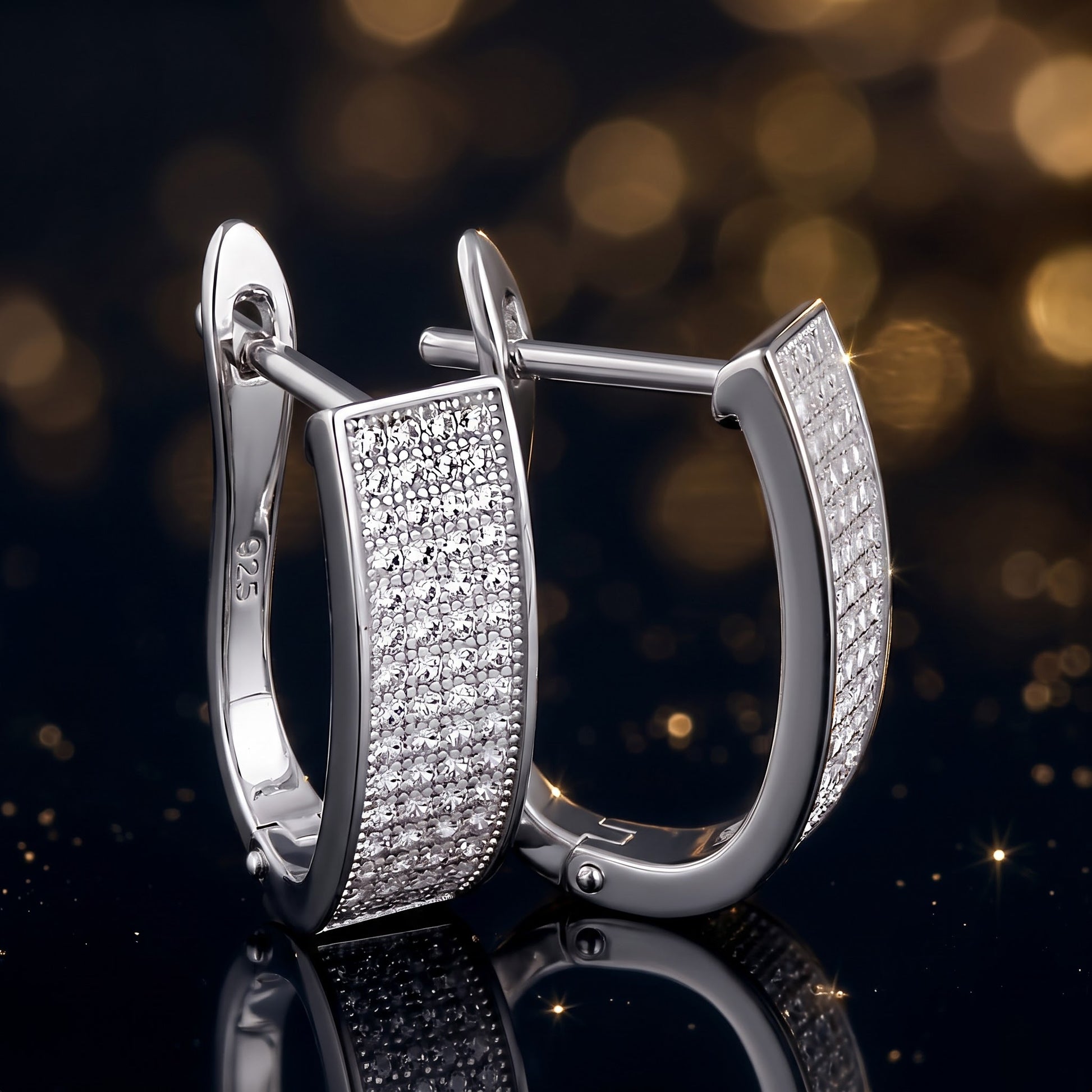Sterling Silver Clear CZ Hoop Earrings for Women with CZ, Sterling Hoops, Dainty Everyday Jewelry Gift view 3