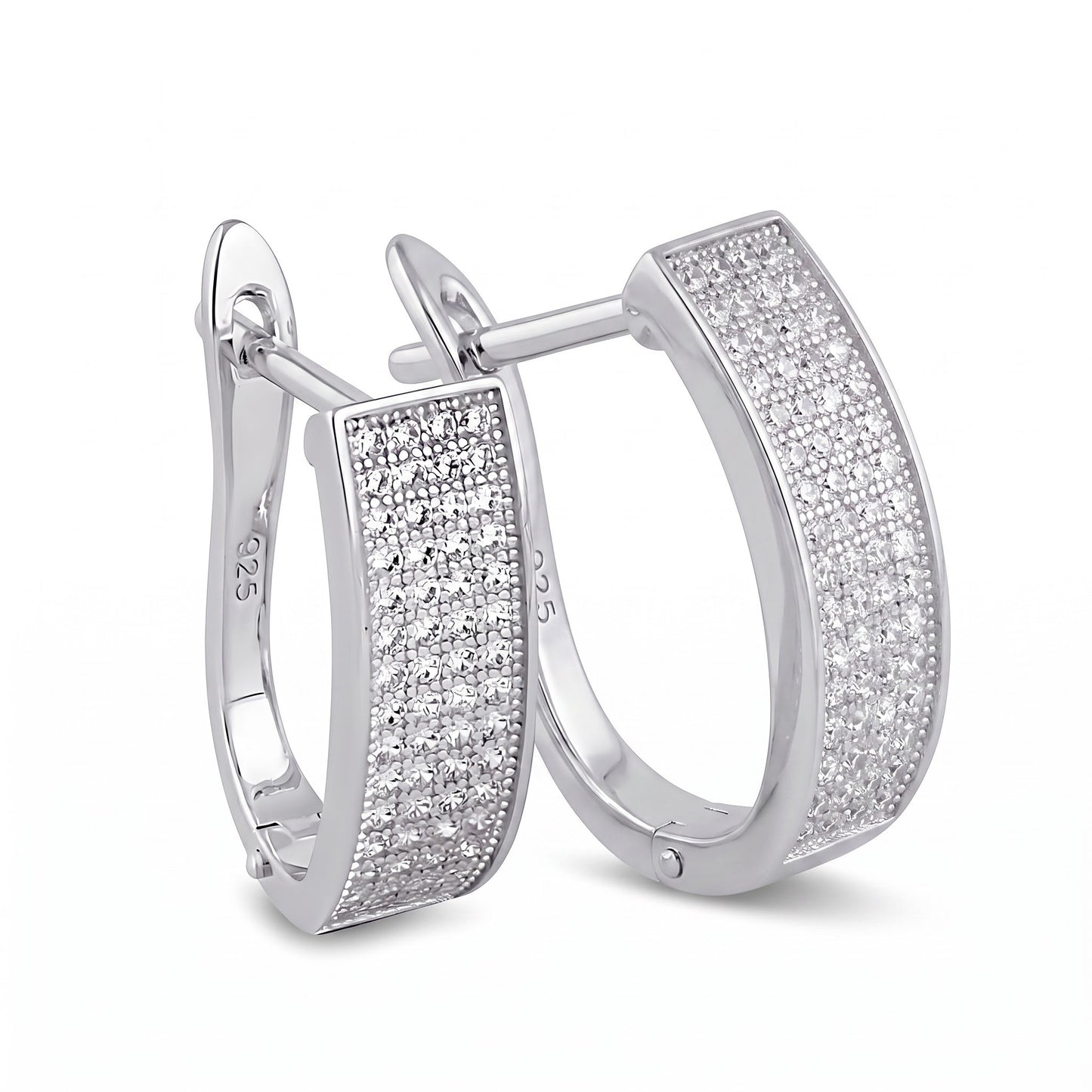 Sterling Silver Clear CZ Hoop Earrings for Women with CZ, Sterling Hoops, Dainty Everyday Jewelry Gift