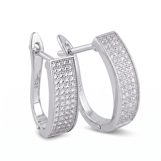 Sterling Silver Clear CZ Hoop Earrings for Women with CZ, Sterling Hoops, Dainty Everyday Jewelry Gift