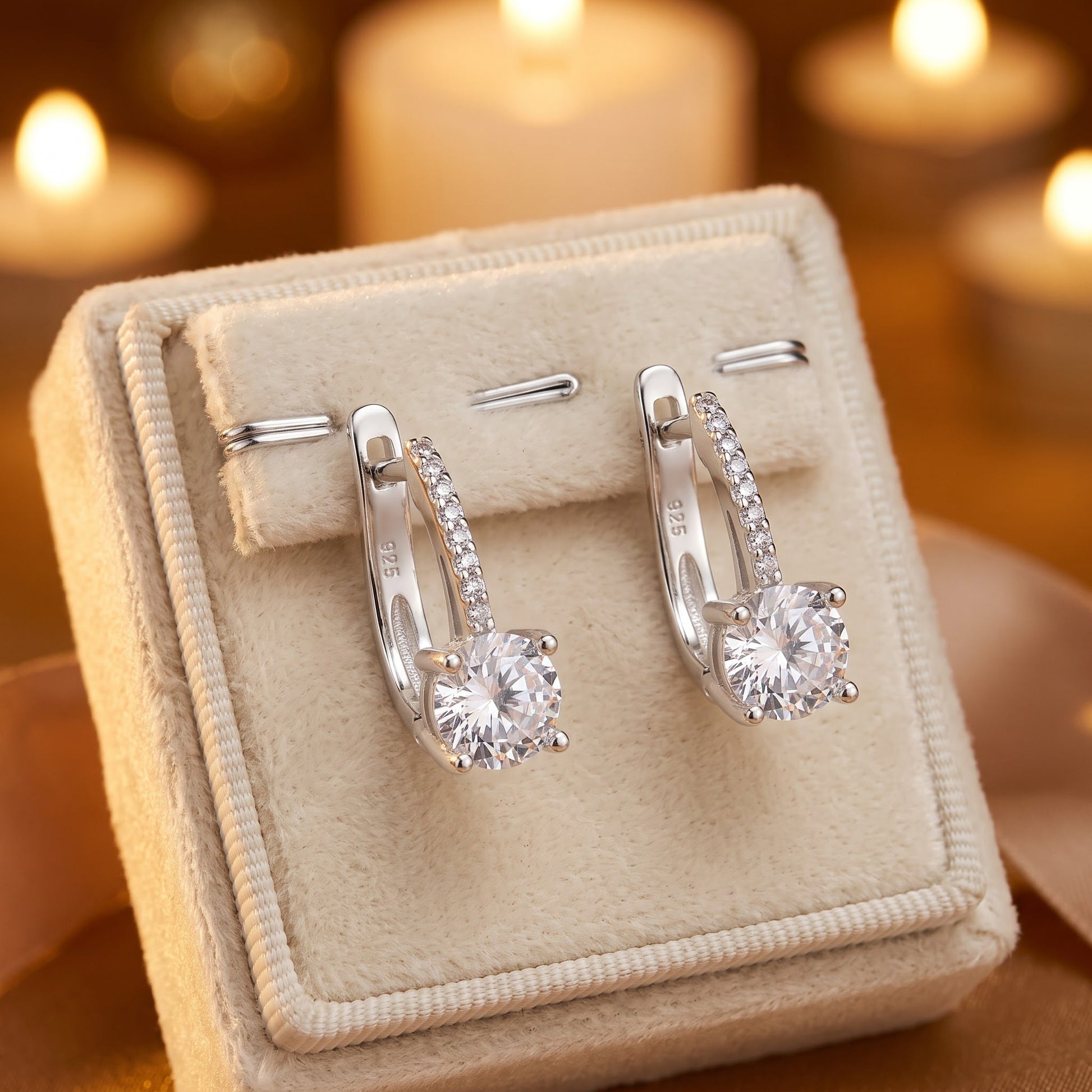 Sterling Silver Elegant Clear CZ Hoop Earrings for Women with CZ, Sterling Hoops, Dainty Everyday Jewelry Gift view 2