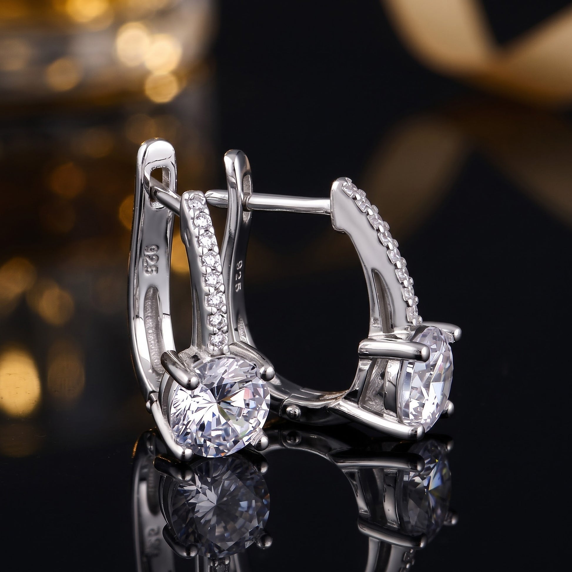 Sterling Silver Elegant Clear CZ Hoop Earrings for Women with CZ, Sterling Hoops, Dainty Everyday Jewelry Gift view 3