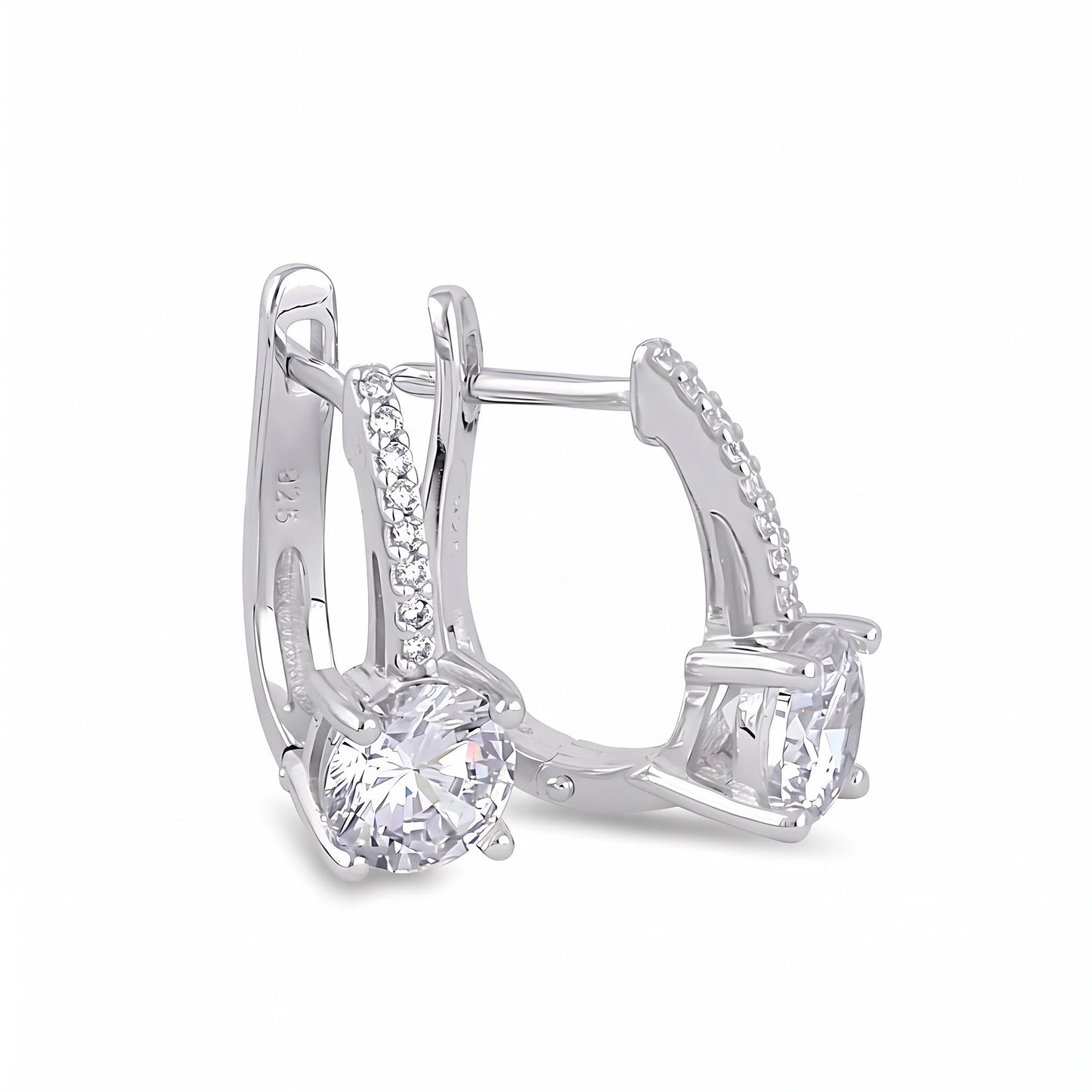 Sterling Silver Elegant Clear CZ Hoop Earrings for Women with CZ, Sterling Hoops, Dainty Everyday Jewelry Gift