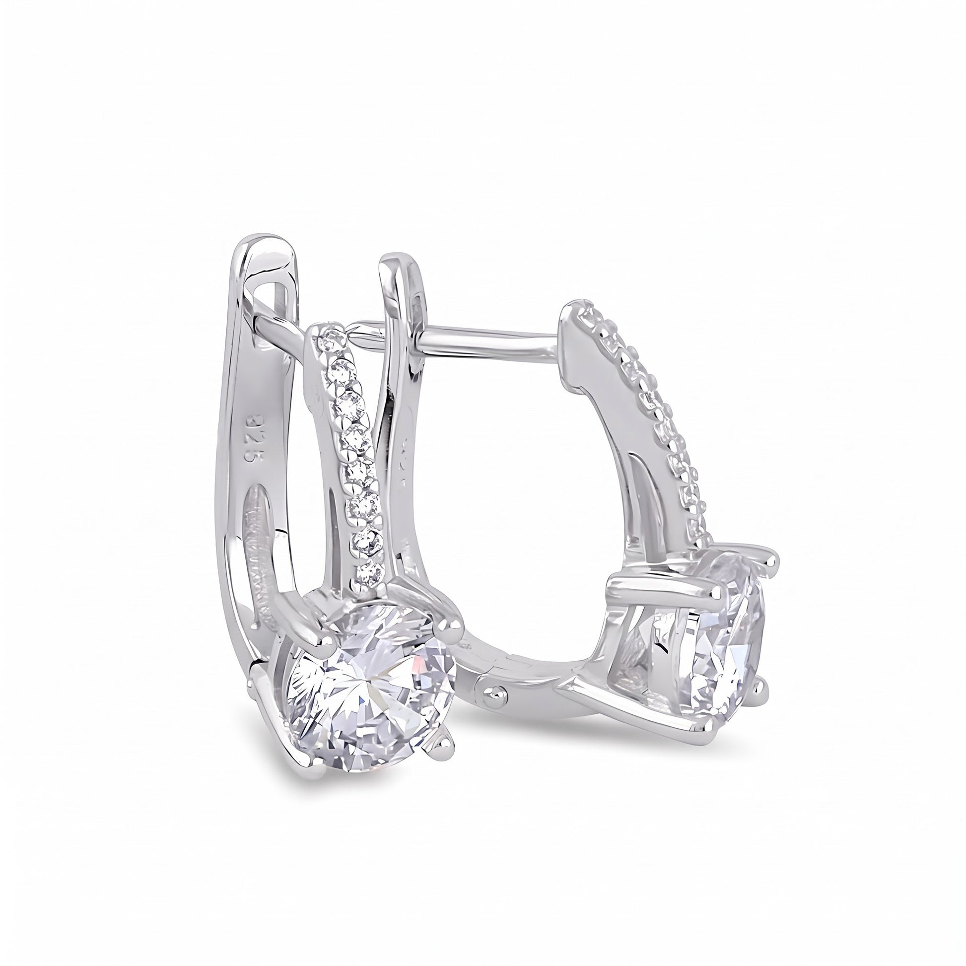 Sterling Silver Elegant Clear CZ Hoop Earrings for Women with CZ, Sterling Hoops, Dainty Everyday Jewelry Gift