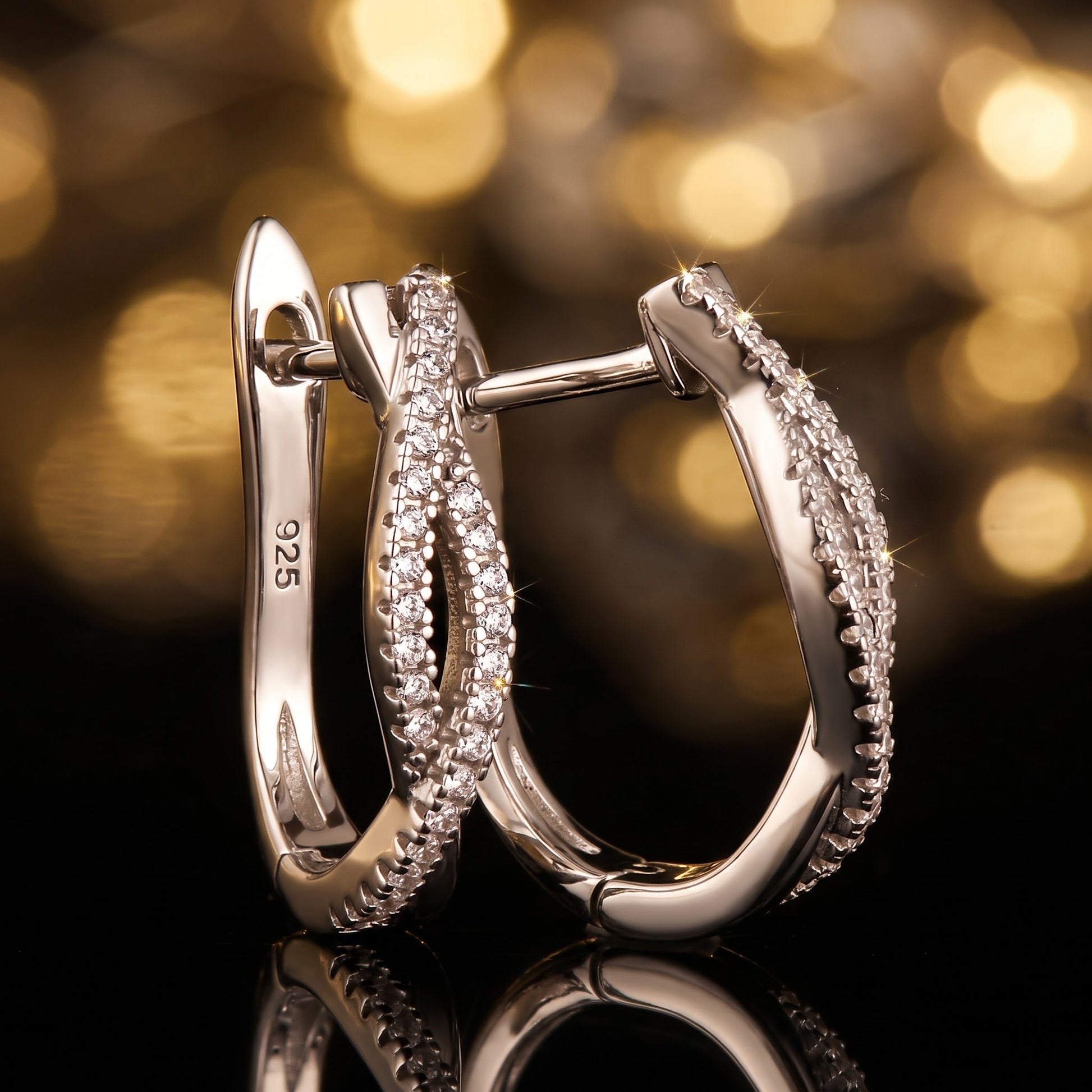 Sterling Silver Clear CZ Twist Hoop Earrings for Women with CZ, Sterling Hoops, Dainty Everyday Jewelry Gift view 3