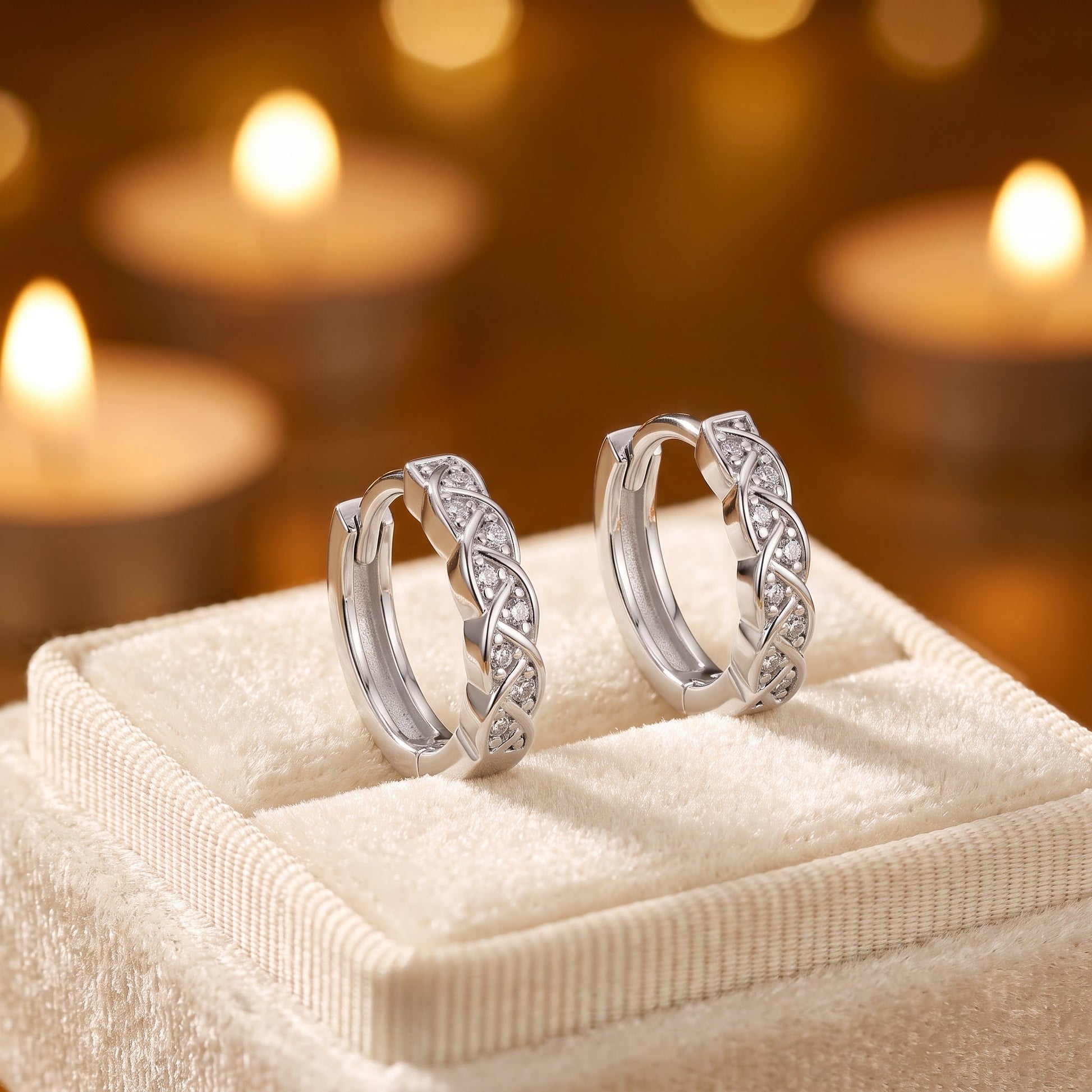 Sterling Silver 10mm Hoop Earrings for Women, 3mm Celtic Twist CZ Endless Hoops, Everyday Jewelry Gift view 2