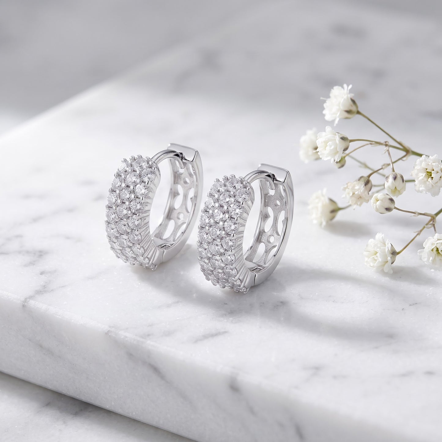 Sterling Silver 10mm Hoop Earrings for Women, 4.5mm Clear CZ Endless Hoops, Everyday Jewelry Gift view 1