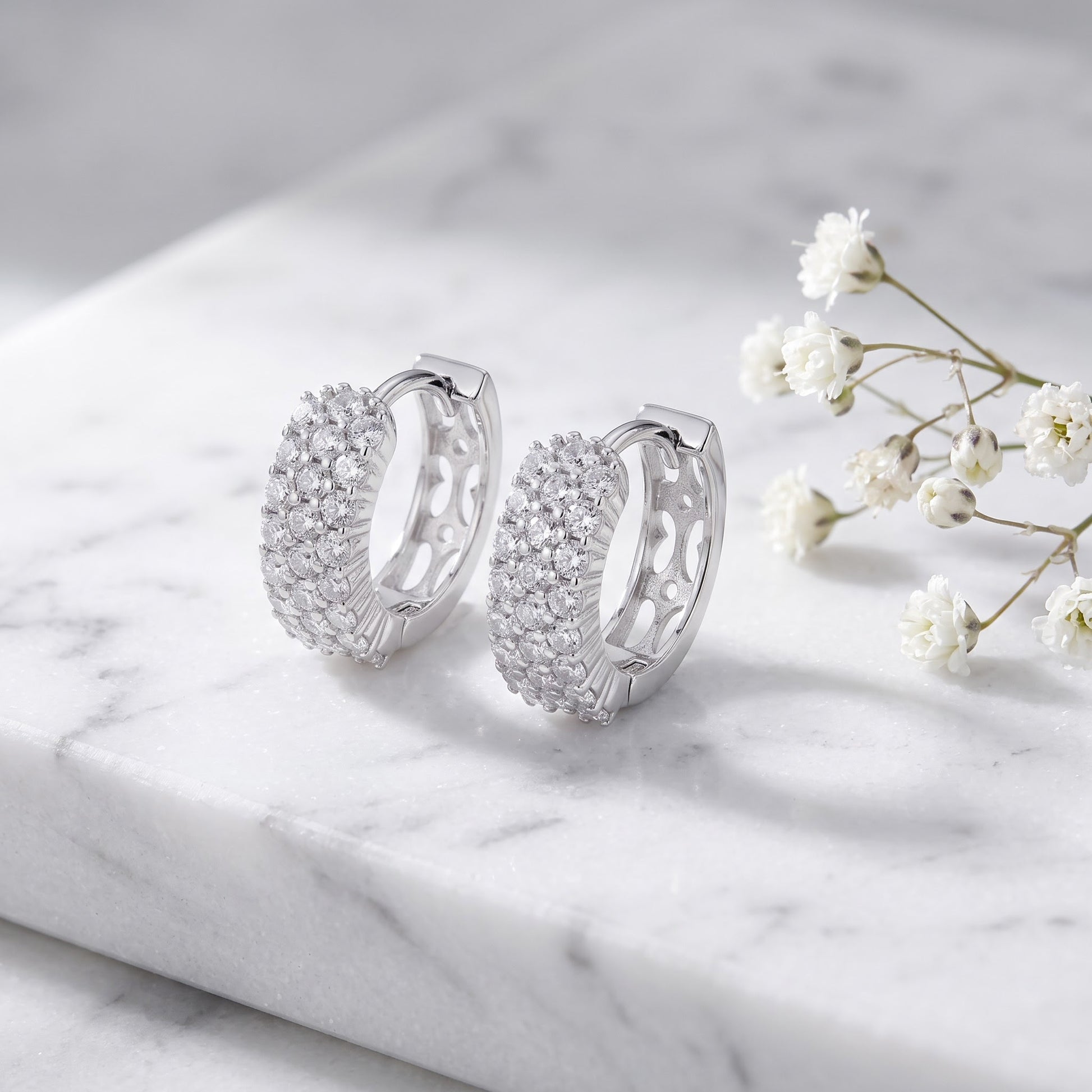 Sterling Silver 10mm Hoop Earrings for Women, 4.5mm Clear CZ Endless Hoops, Everyday Jewelry Gift view 1