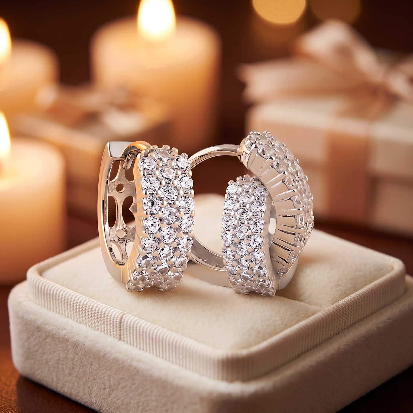 Sterling Silver 10mm Hoop Earrings for Women, 4.5mm Clear CZ Endless Hoops, Everyday Jewelry Gift view 2
