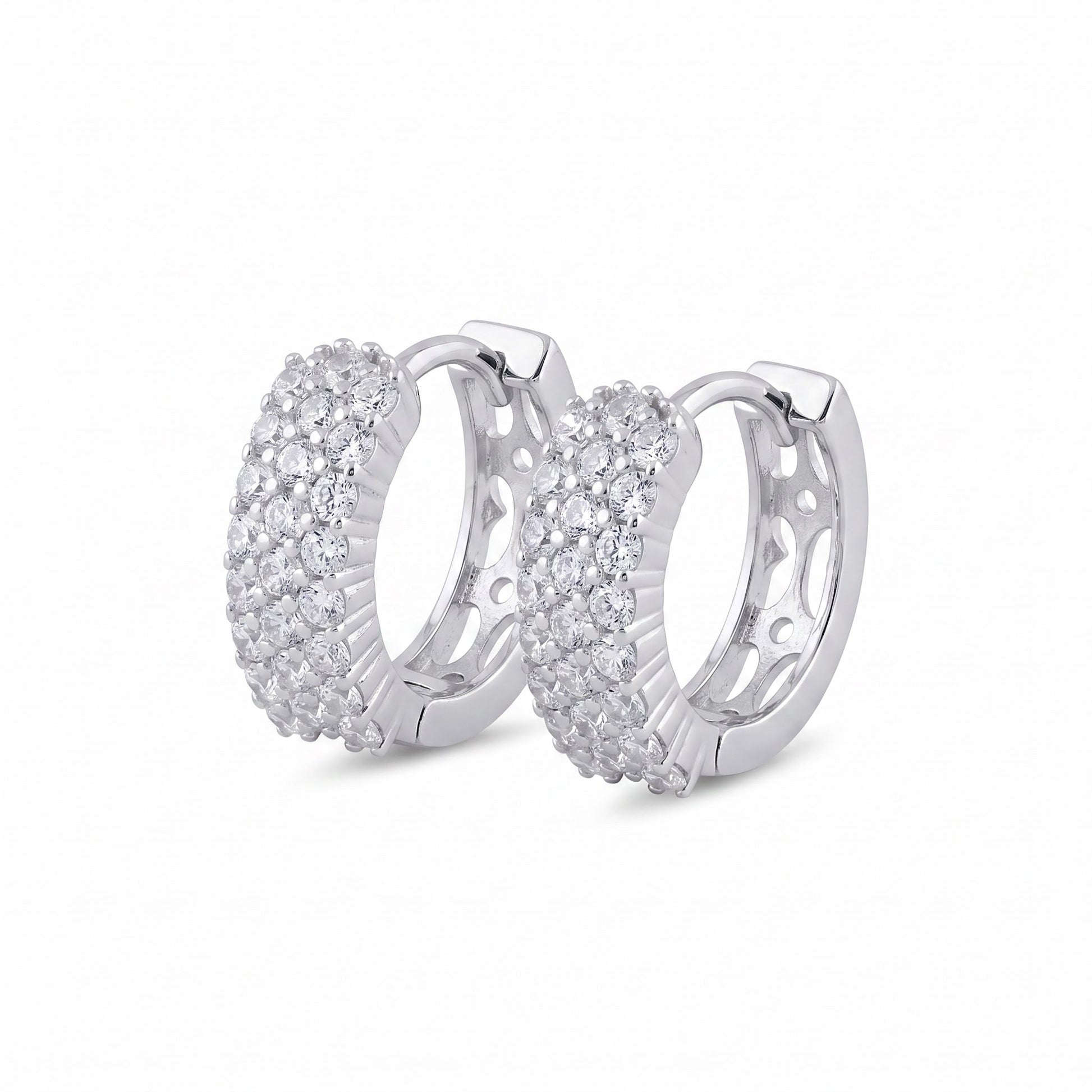Sterling Silver 10mm Hoop Earrings for Women, 4.5mm Clear CZ Endless Hoops, Everyday Jewelry Gift