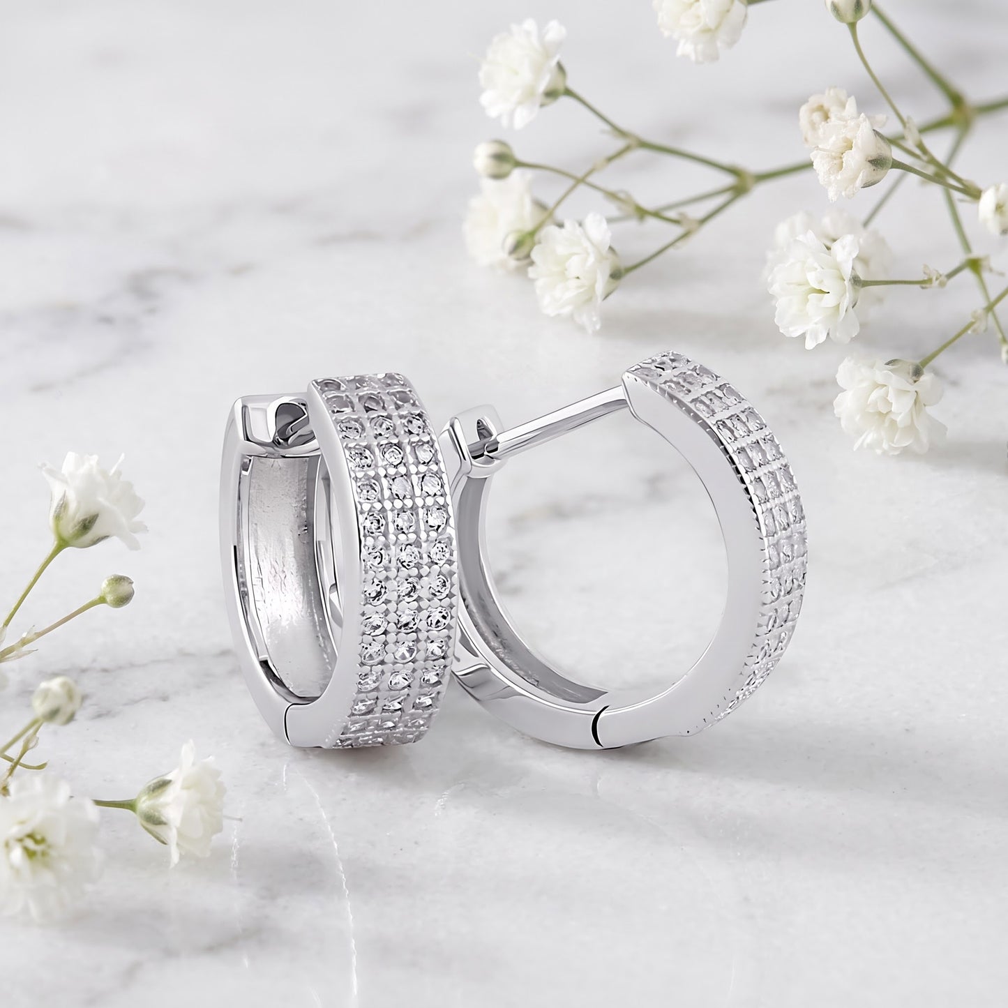 Sterling Silver 11mm Hoop Earrings for Women, 4mm Clear CZ Endless Hoops, Everyday Jewelry Gift view 1