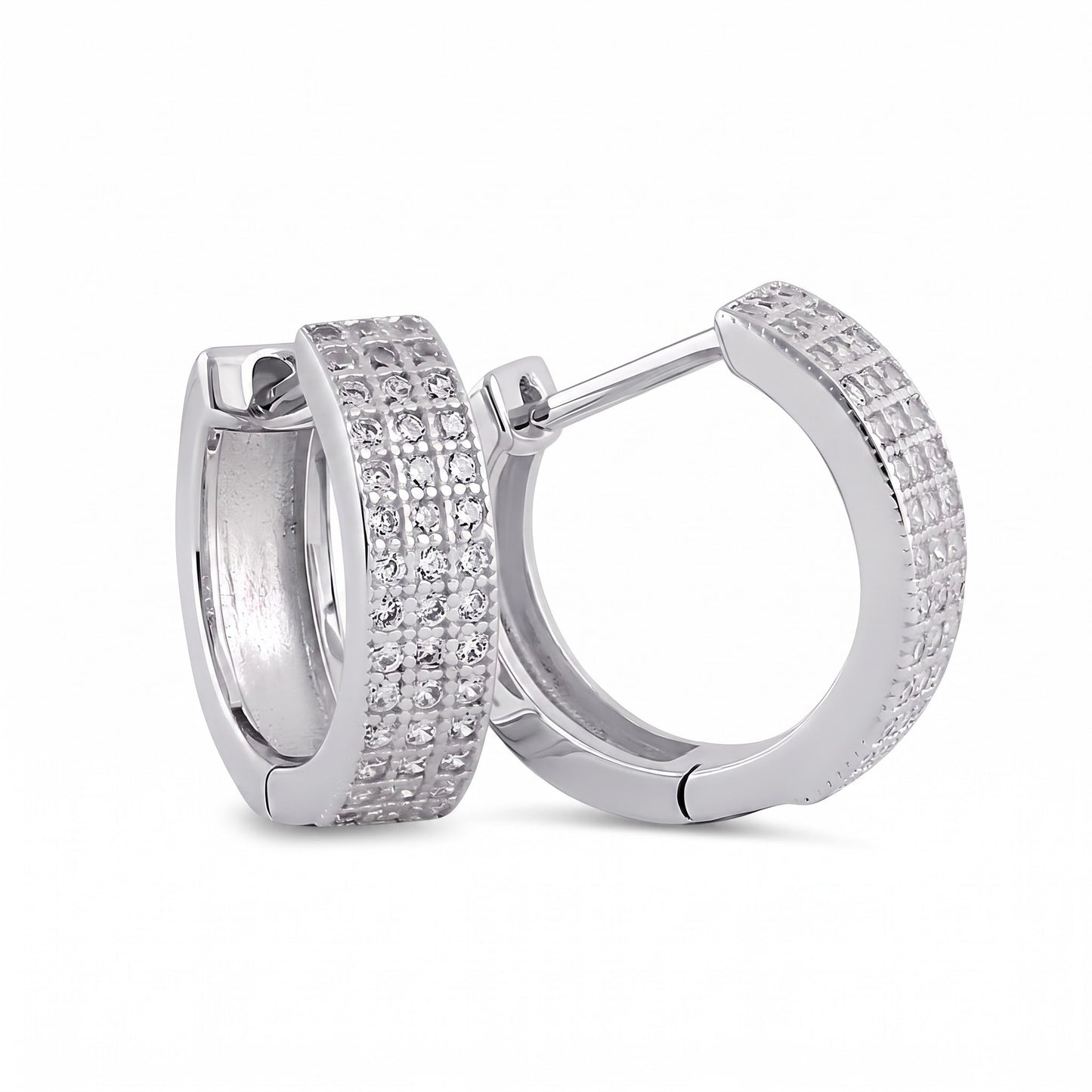 Sterling Silver 11mm Hoop Earrings for Women, 4mm Clear CZ Endless Hoops, Everyday Jewelry Gift