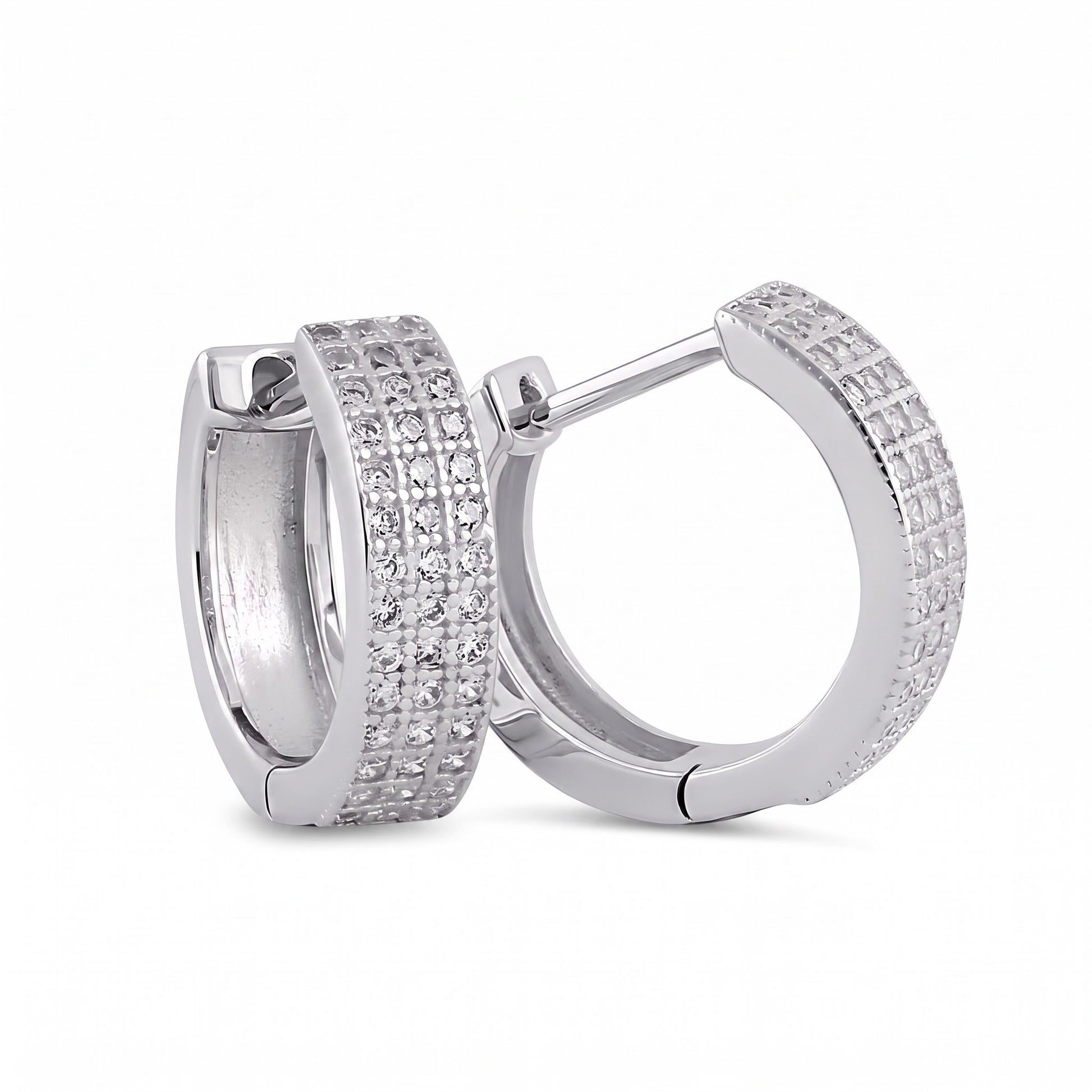 Sterling Silver 11mm Hoop Earrings for Women, 4mm Clear CZ Endless Hoops, Everyday Jewelry Gift