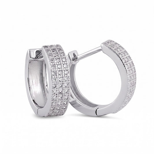 Sterling Silver 11mm Hoop Earrings for Women, 4mm Clear CZ Endless Hoops, Everyday Jewelry Gift