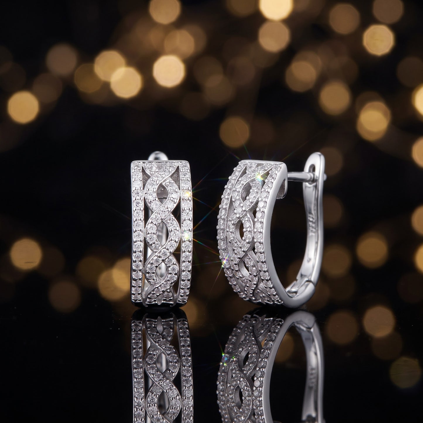 Sterling Silver Clear CZ Twist Hoop Earrings for Women with CZ, Sterling Hoops, Dainty Everyday Jewelry Gift view 3
