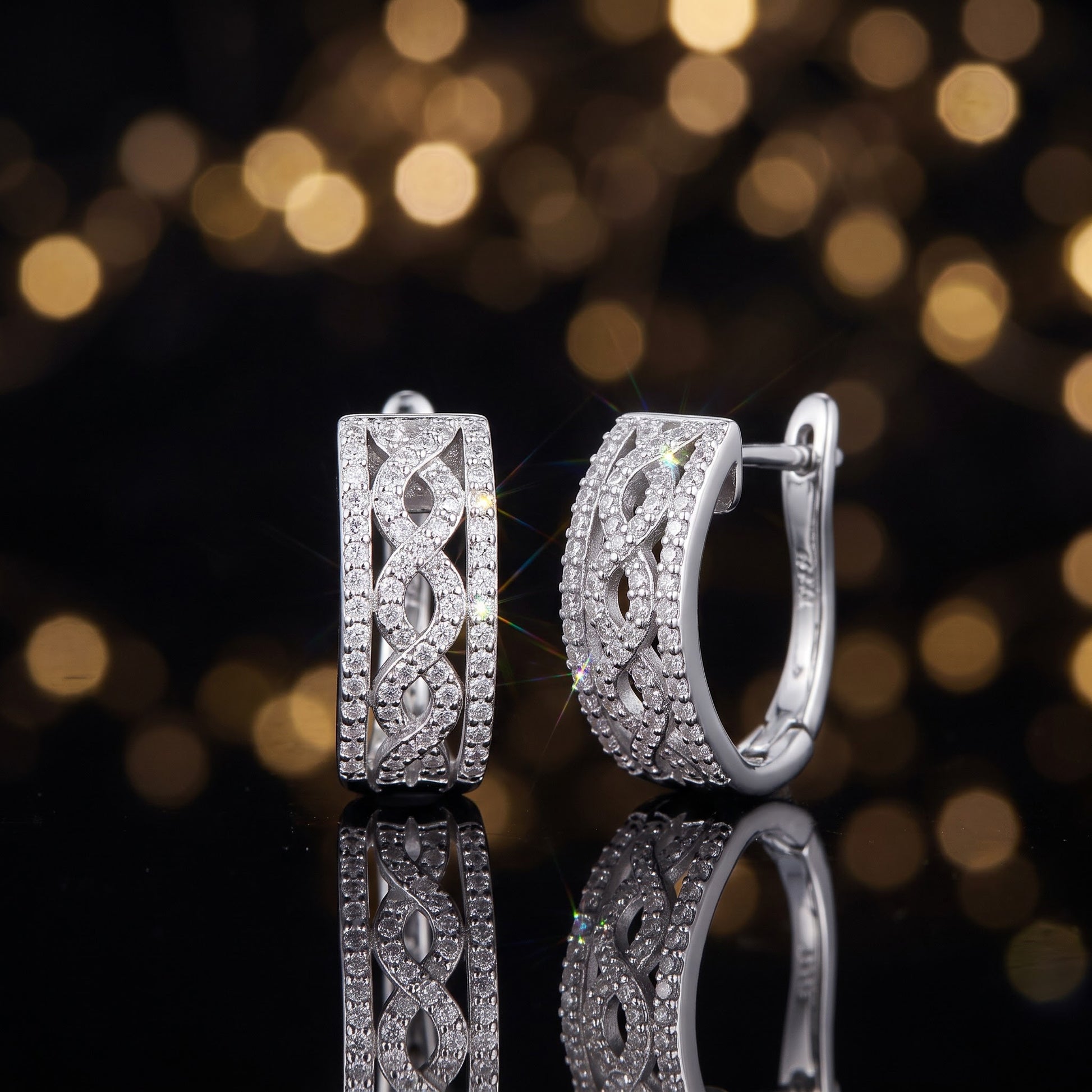 Sterling Silver Clear CZ Twist Hoop Earrings for Women with CZ, Sterling Hoops, Dainty Everyday Jewelry Gift view 3