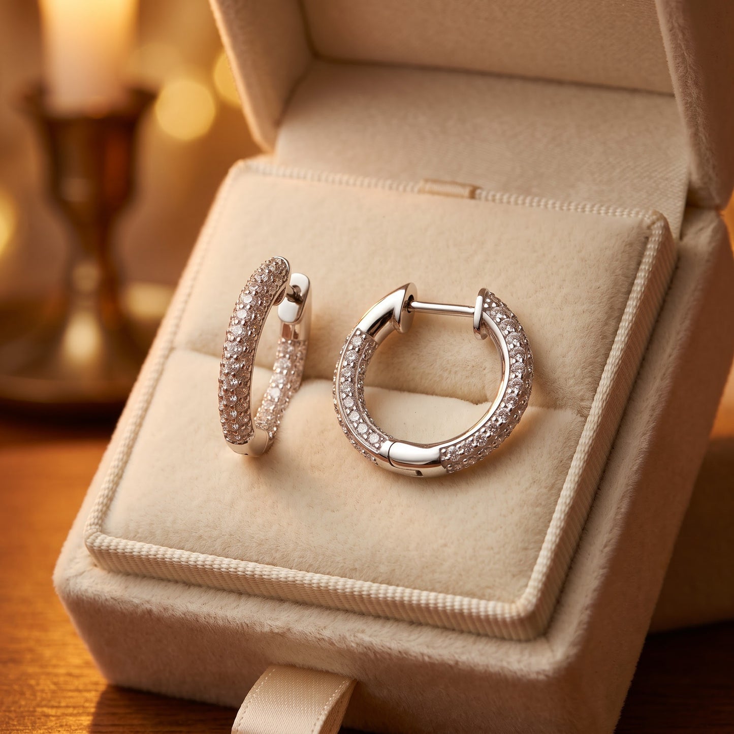 Sterling Silver 12mm Hoop Earrings for Women, 2.6mm Clear CZ Thin Cluster Endless Hoops, Everyday Jewelry Gift view 2