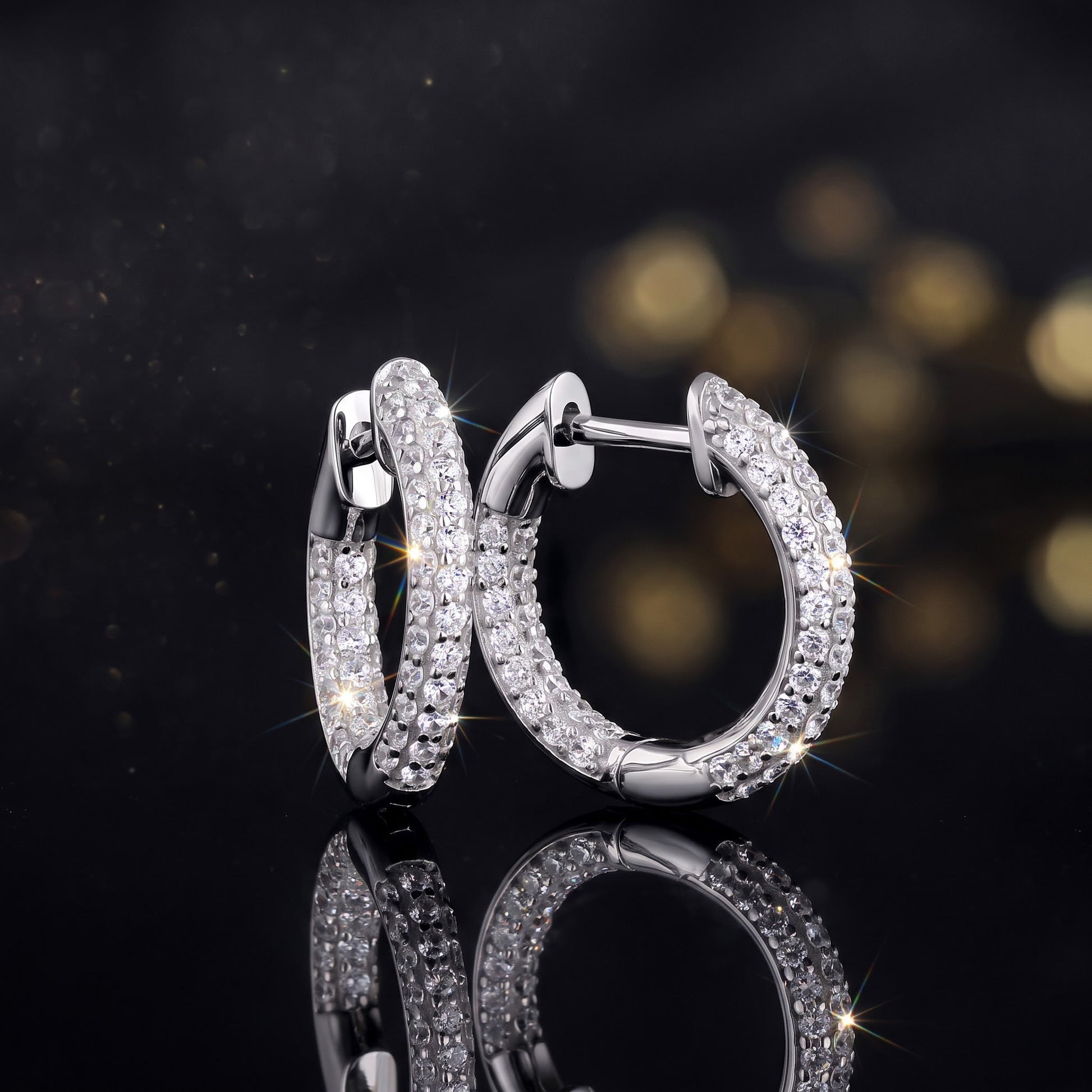 Sterling Silver 12mm Hoop Earrings for Women, 2.6mm Clear CZ Thin Cluster Endless Hoops, Everyday Jewelry Gift view 3