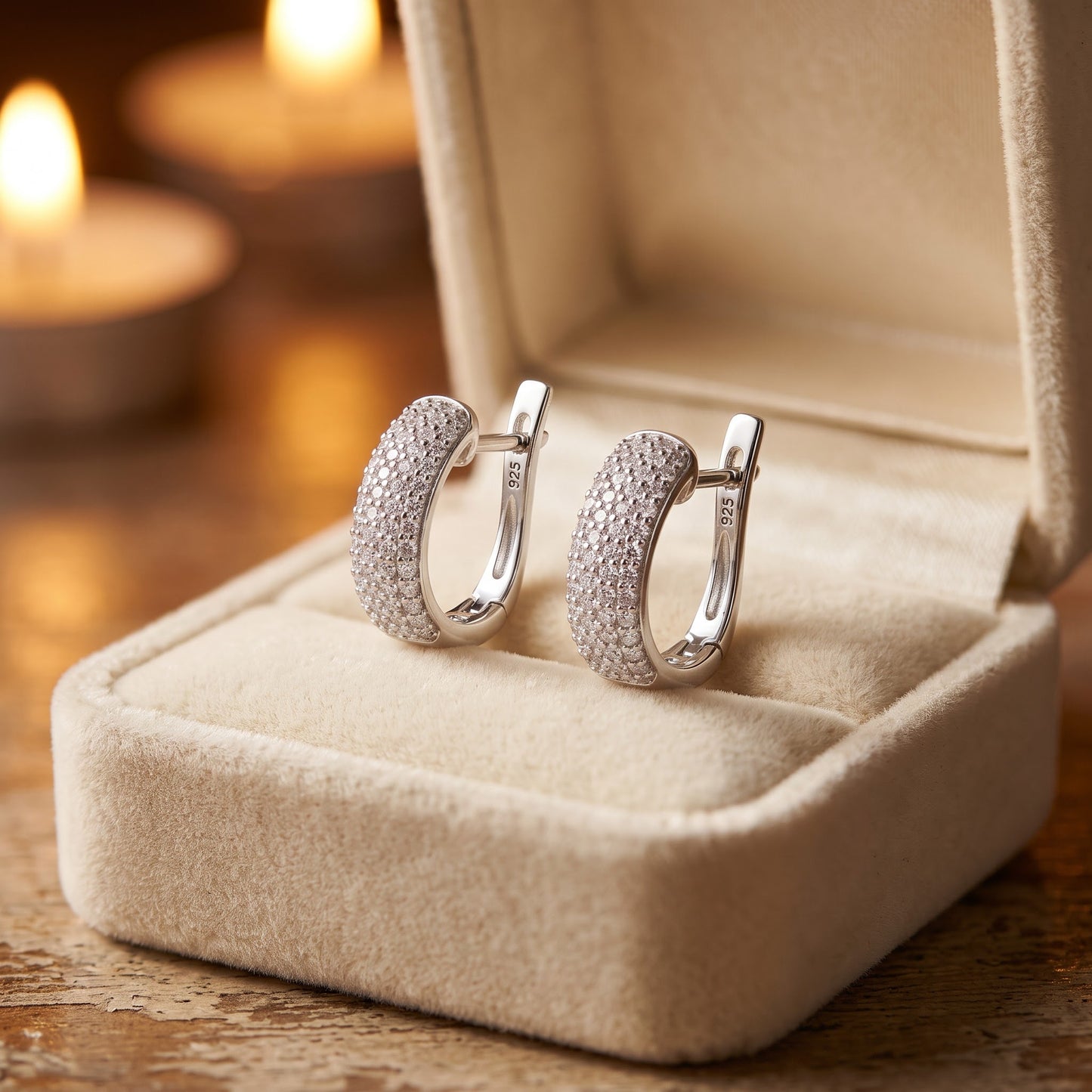 Sterling Silver Clear CZ Pave Hoop Earrings for Women with CZ, Sterling Hoops, Dainty Everyday Jewelry Gift view 2