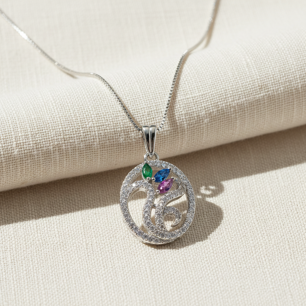 Sterling Silver Sterling Silver CZ Women's filigree Flower Necklace, 18" | — scale reference