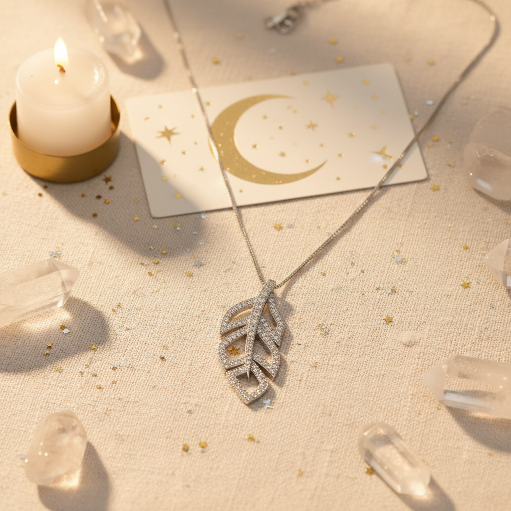 Sterling Silver CZ Feather Necklace, 18" | SilverCloseOut