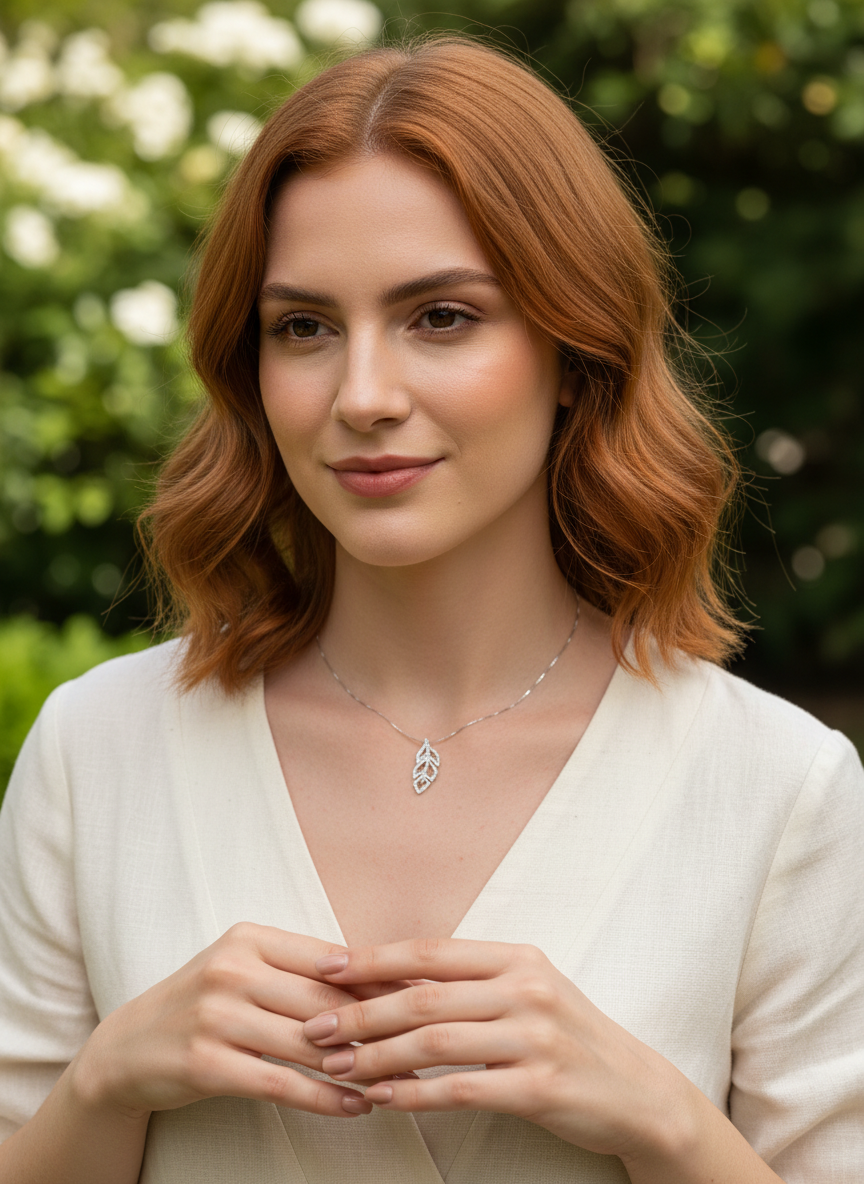 Sterling Silver CZ Feather Necklace, 18" | SilverCloseOut