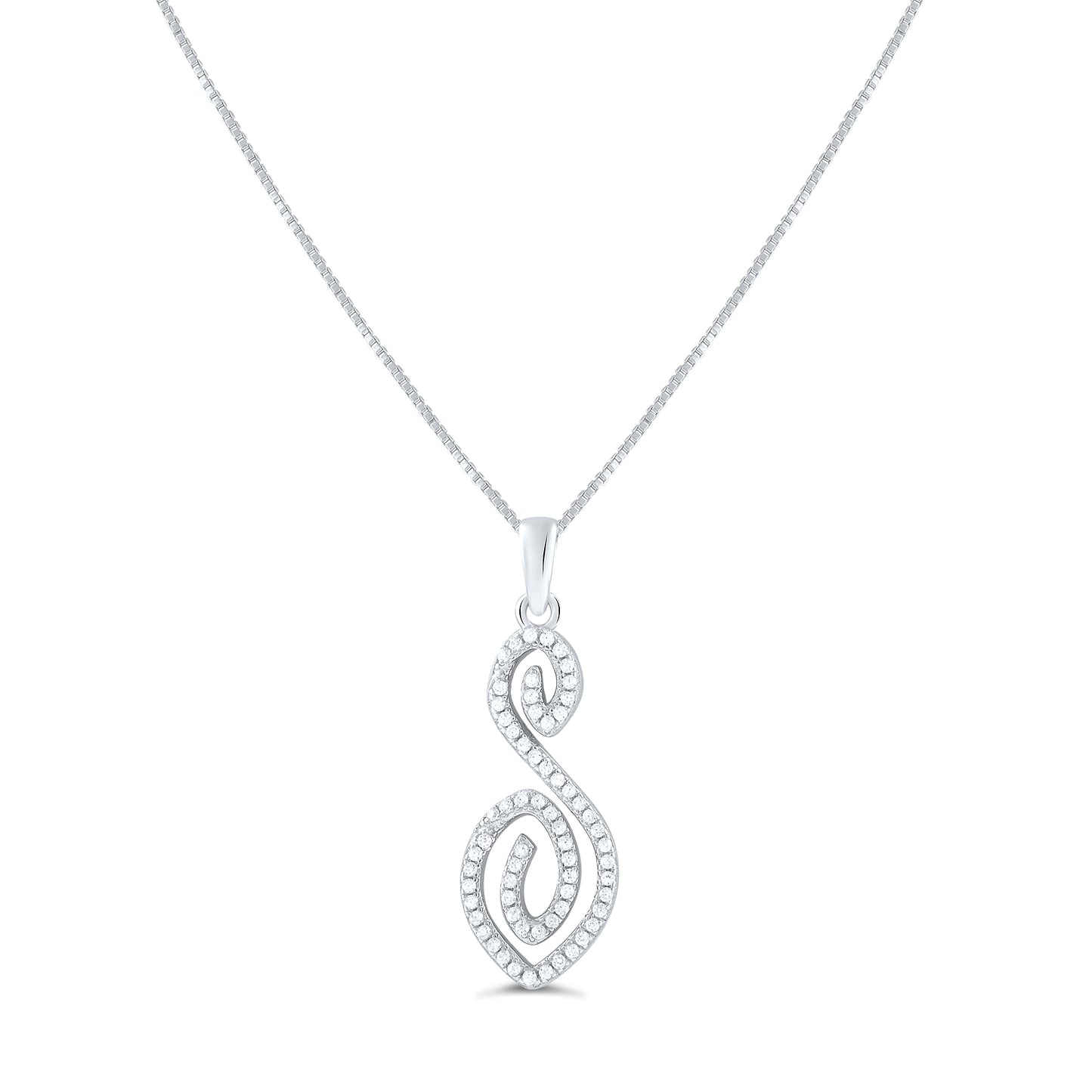 Sterling Silver CZ Letter S Initial Necklace, 18" | SilverCloseOut