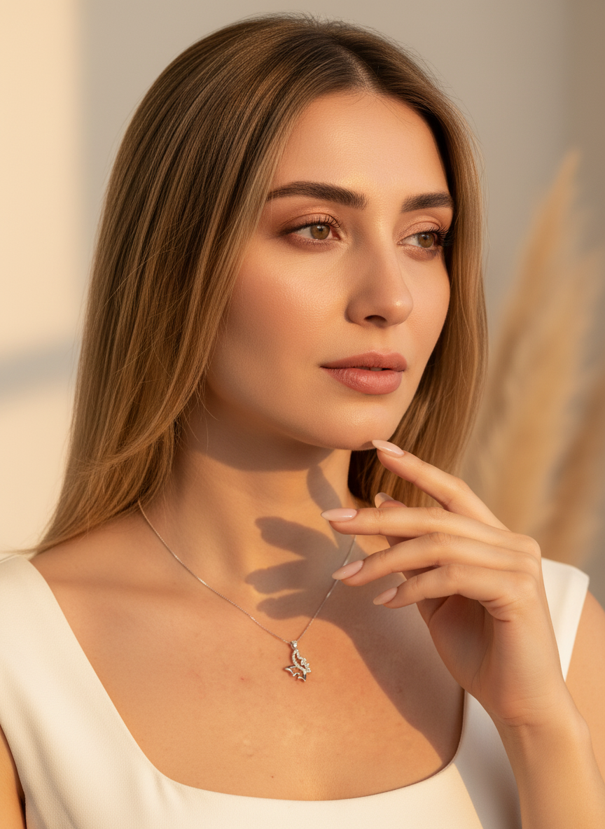 Sterling Silver CZ Art Butterfly Necklace, 18" | SilverCloseOut