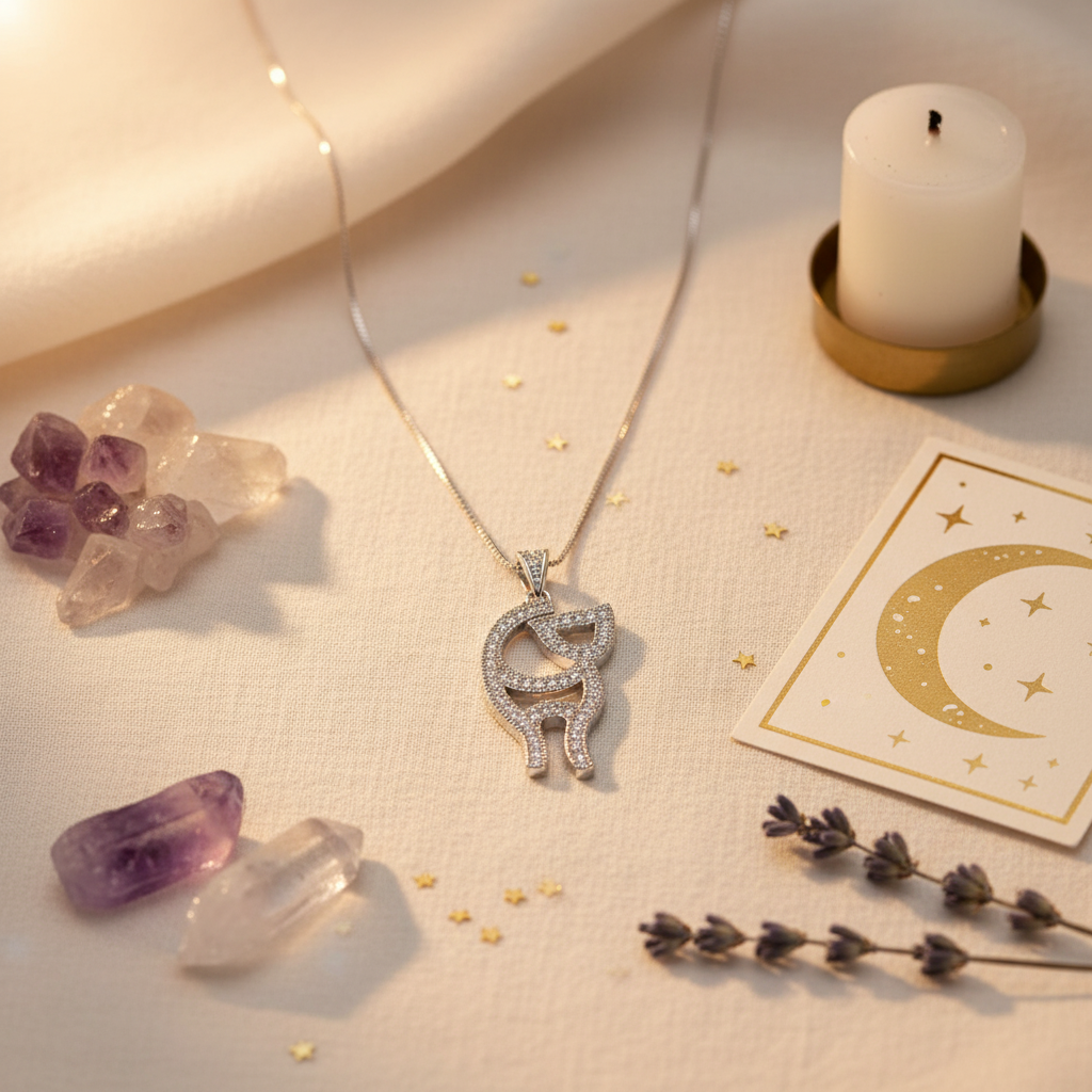 Sterling Silver CZ Kitty Cat Necklace, 18" | SilverCloseOut