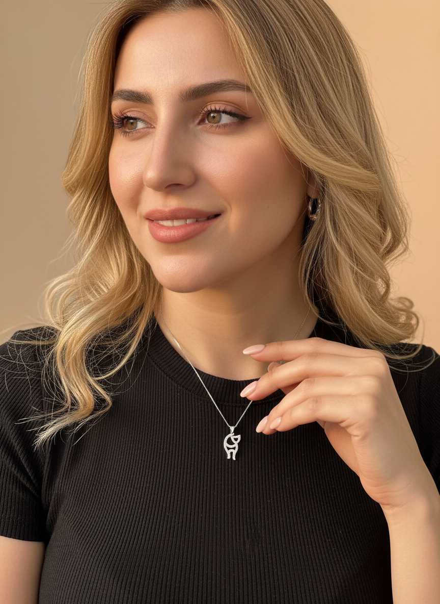 Sterling Silver CZ Kitty Cat Necklace, 18" | SilverCloseOut