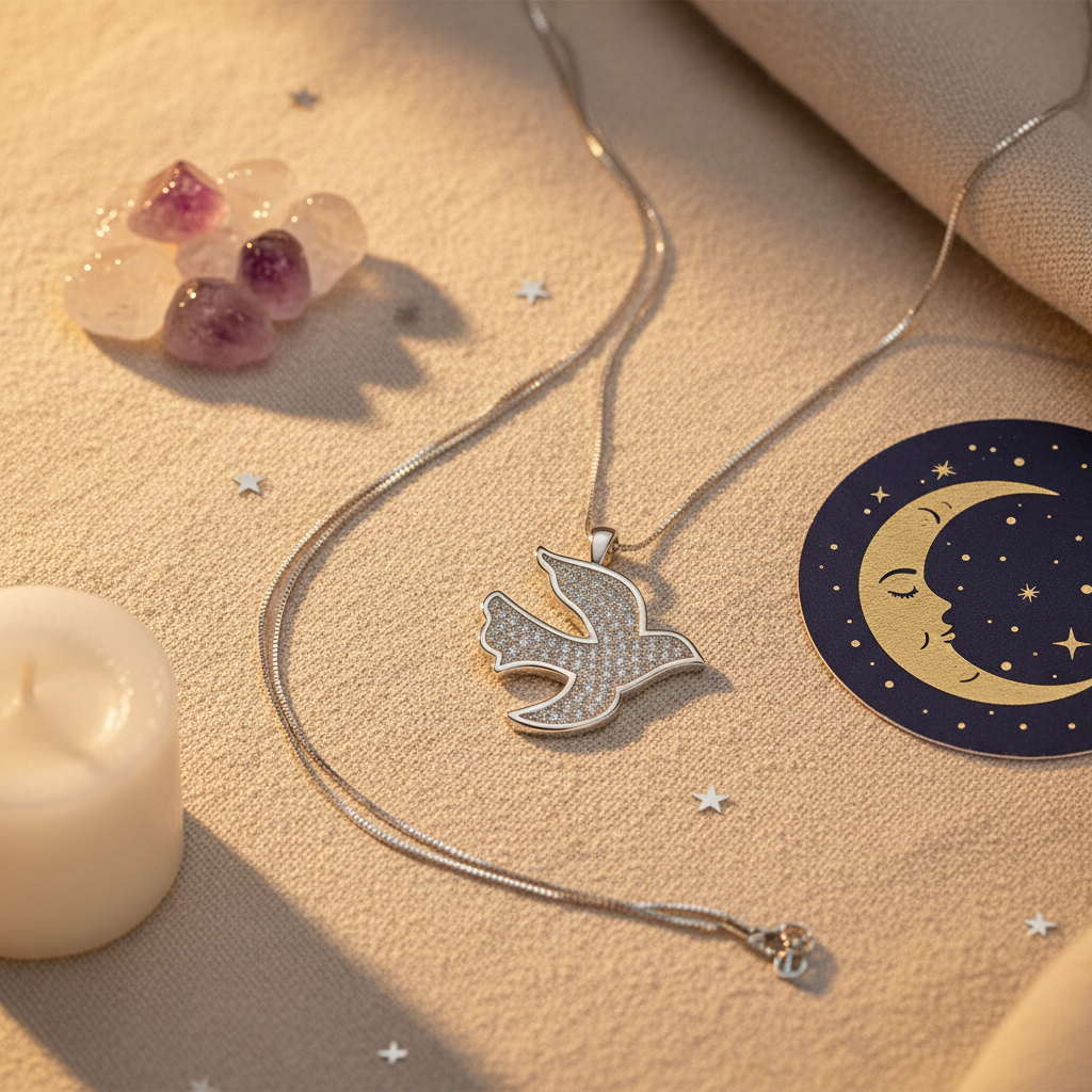 Sterling Silver CZ Dove Necklace, 18" | SilverCloseOut