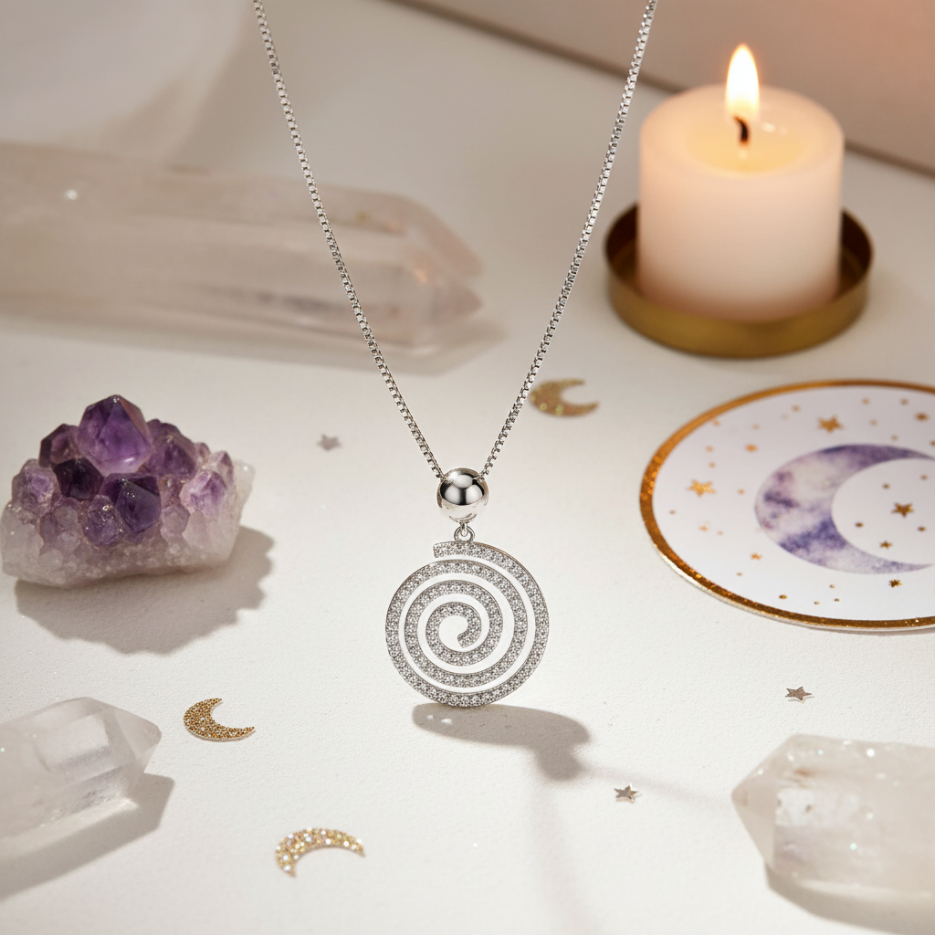 Sterling Silver CZ Swirl Spiral Necklace, 18" | SilverCloseOut