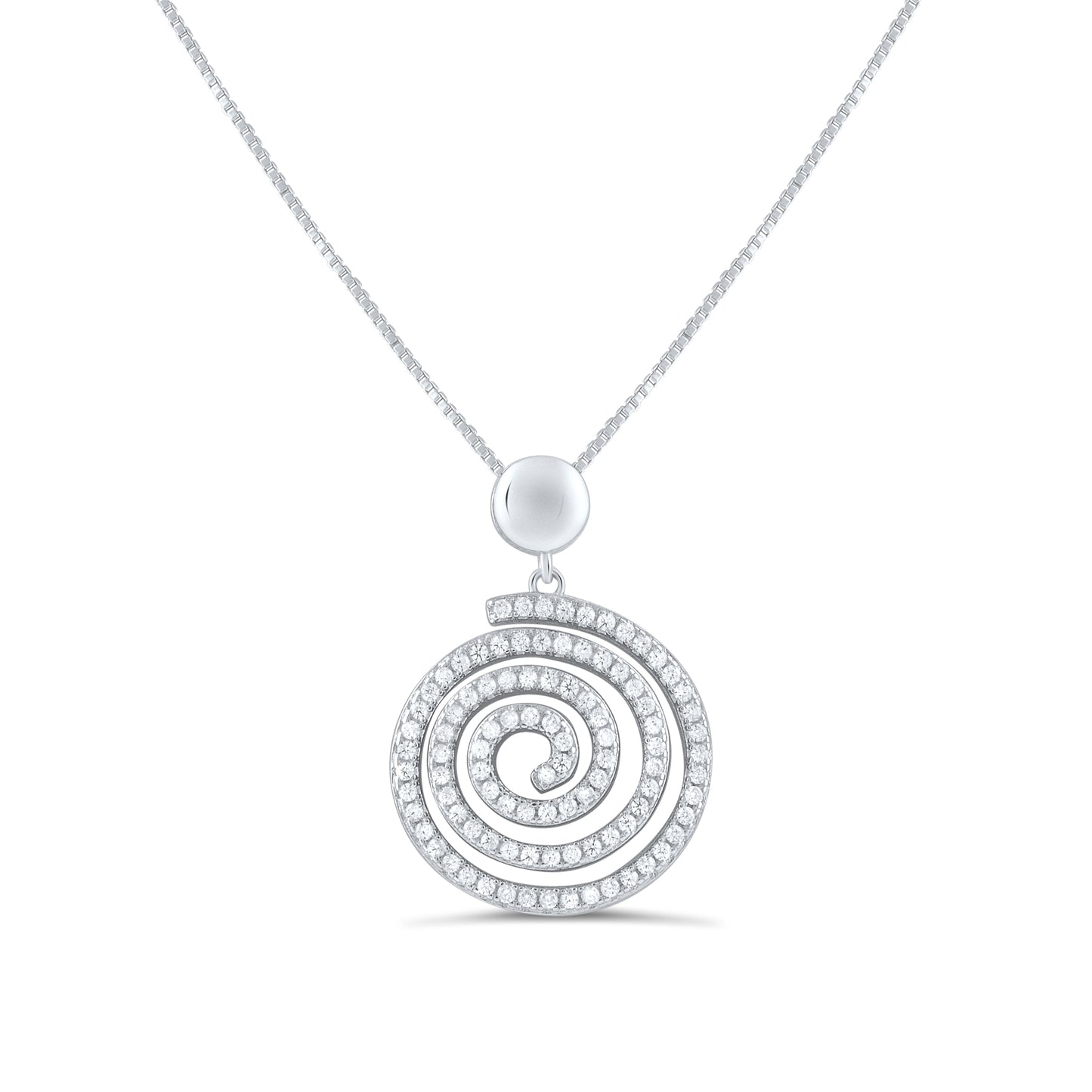 Sterling Silver CZ Swirl Spiral Necklace, 18" | SilverCloseOut