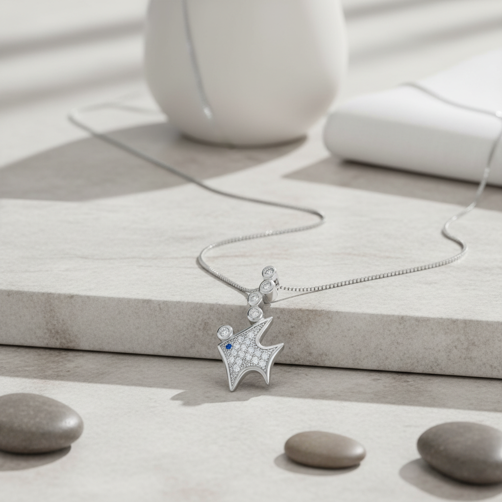 Sterling Silver CZ Angelfish Necklace, 18" | SilverCloseOut