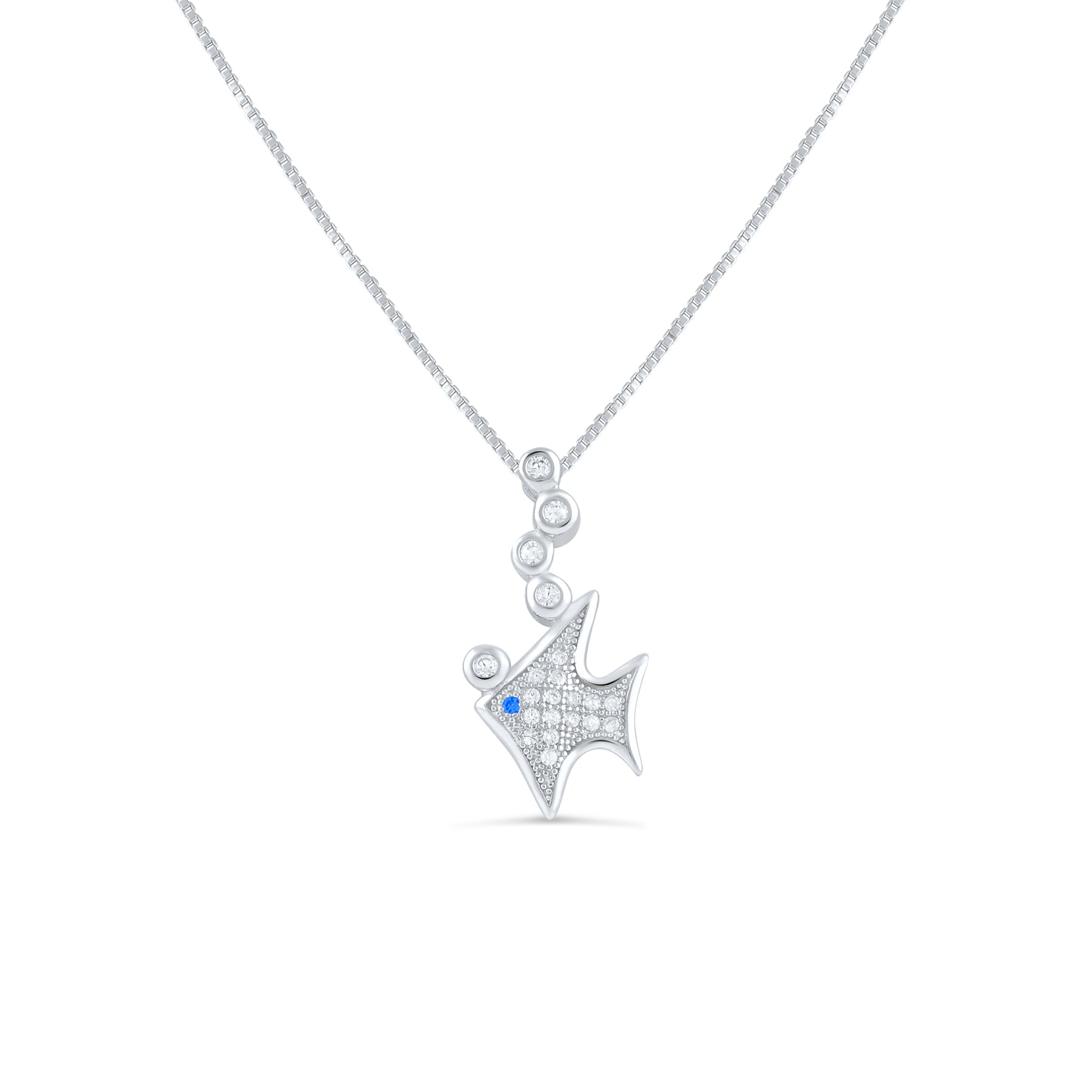 Sterling Silver CZ Angelfish Necklace, 18" | SilverCloseOut