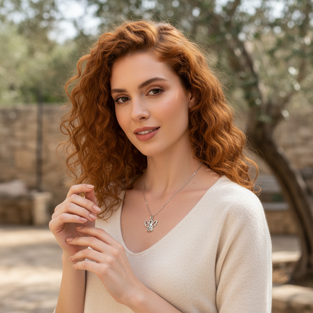 Sterling Silver CZ Angel Necklace, 18" | SilverCloseOut