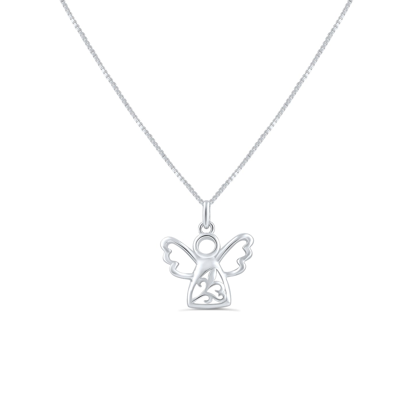 Sterling Silver CZ Angel Necklace, 18" | SilverCloseOut
