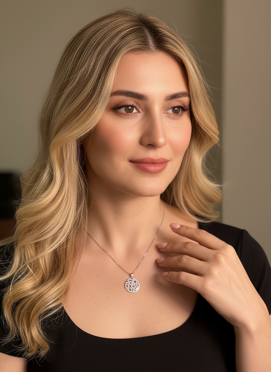 Sterling Silver CZ Bubble Circles Charm Necklace, 18" | SilverCloseOut