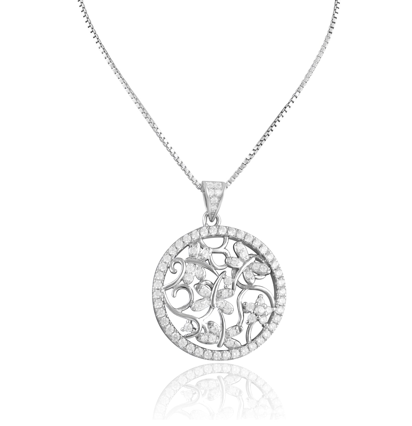 Sterling Silver CZ Filigree DragonFly Necklace 18"