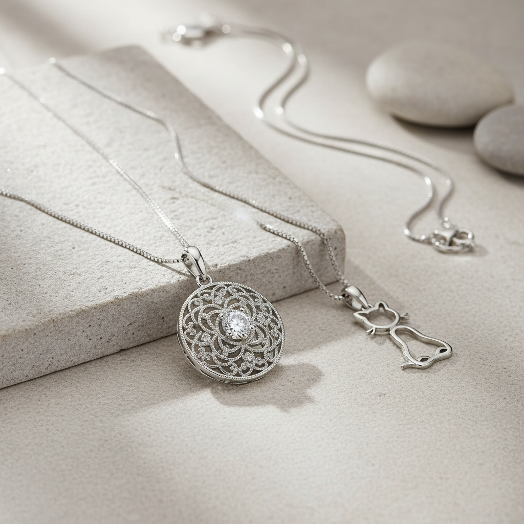Sterling Silver CZ Round Filigree Statement Necklace, 18" | SilverCloseOut
