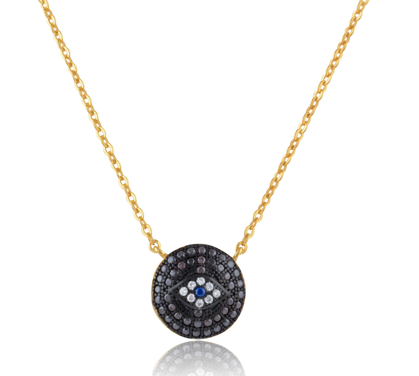 Yellow Gold Plated Sterling Silver Evil Eye Hamsa necklace