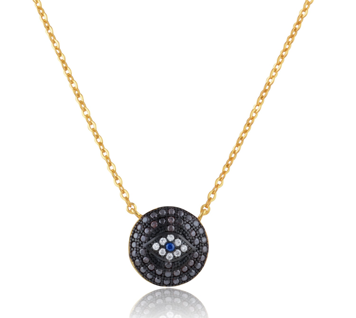 Yellow Gold Plated Sterling Silver Evil Eye Hamsa necklace