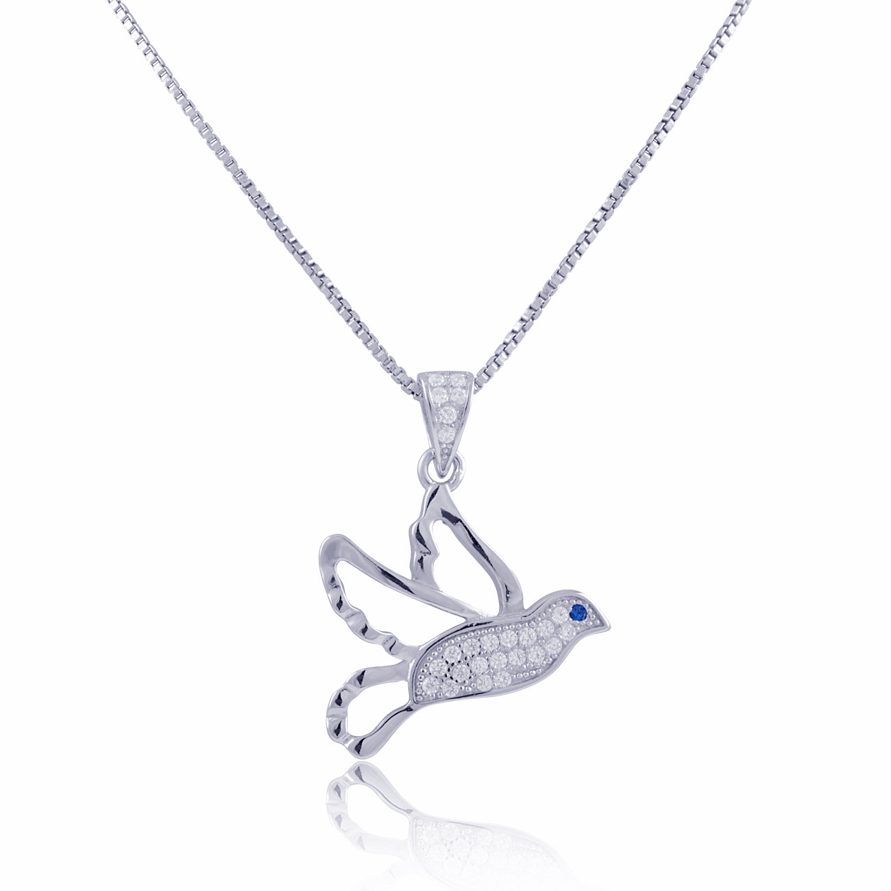 Sterling Silver CZ Dove Necklace | SilverCloseOut